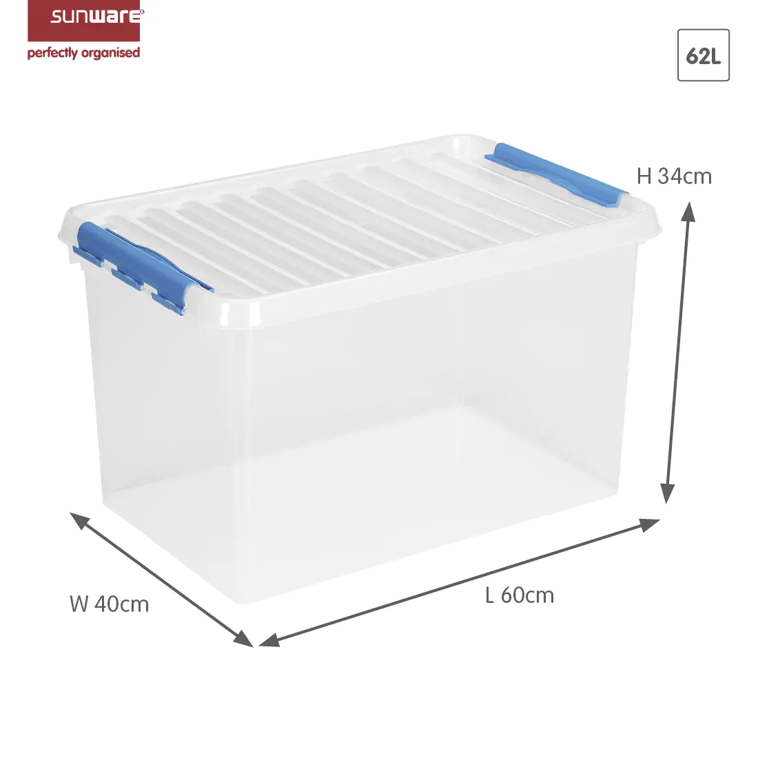 Sunware Aufbewahrungsbox Q-line 62L transparent blau 60 x 40 x 34 cm