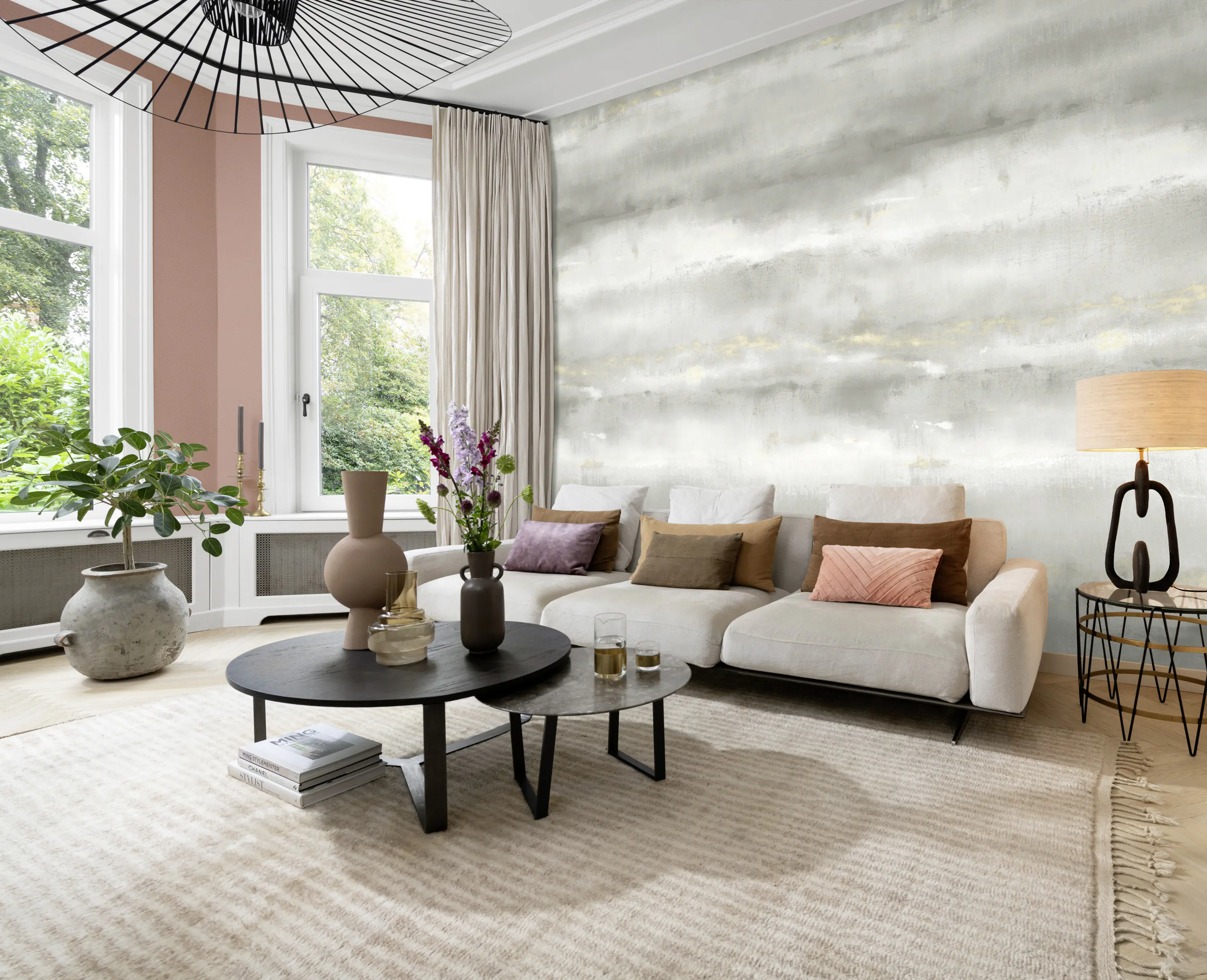 Rasch Vlies Fototapete Aquarell Florentine IV grau-gold 3 x 2,65 m 