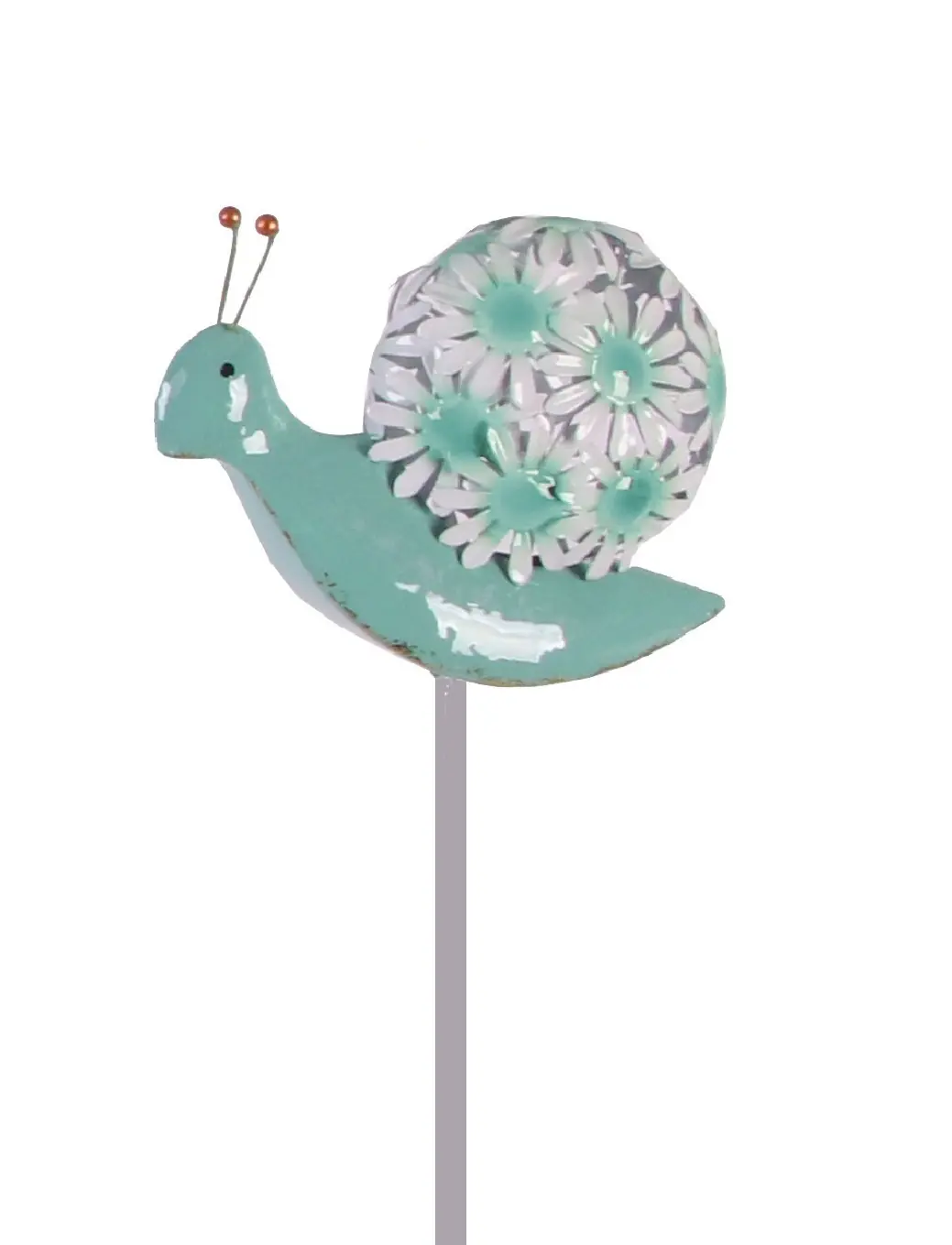 TrendLine Gartenstecker Schnecke Metall 113 x 17 cm türkis/weiß