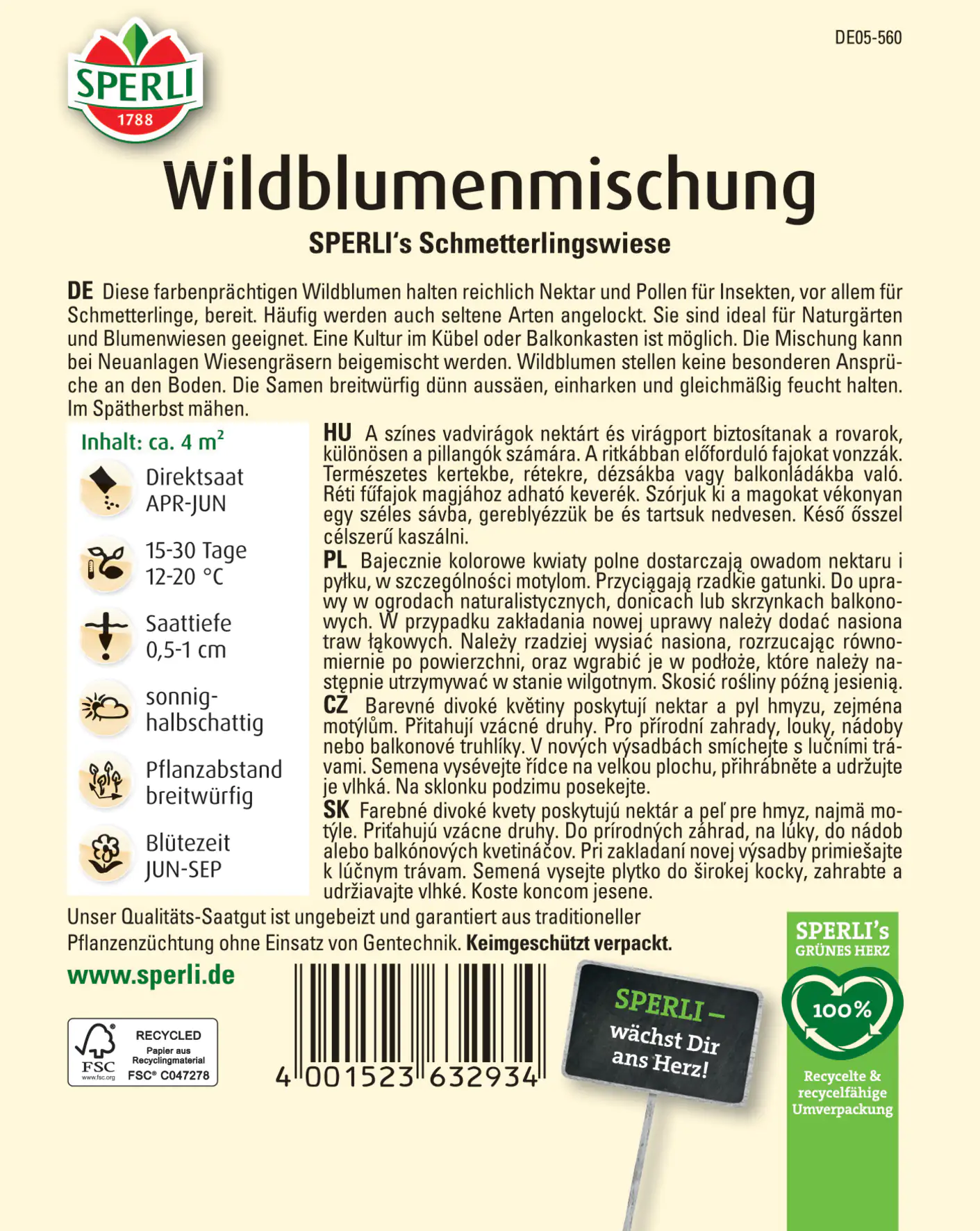 Sperli Wildblumenmischung SPERLI's Schmetterlingswiese