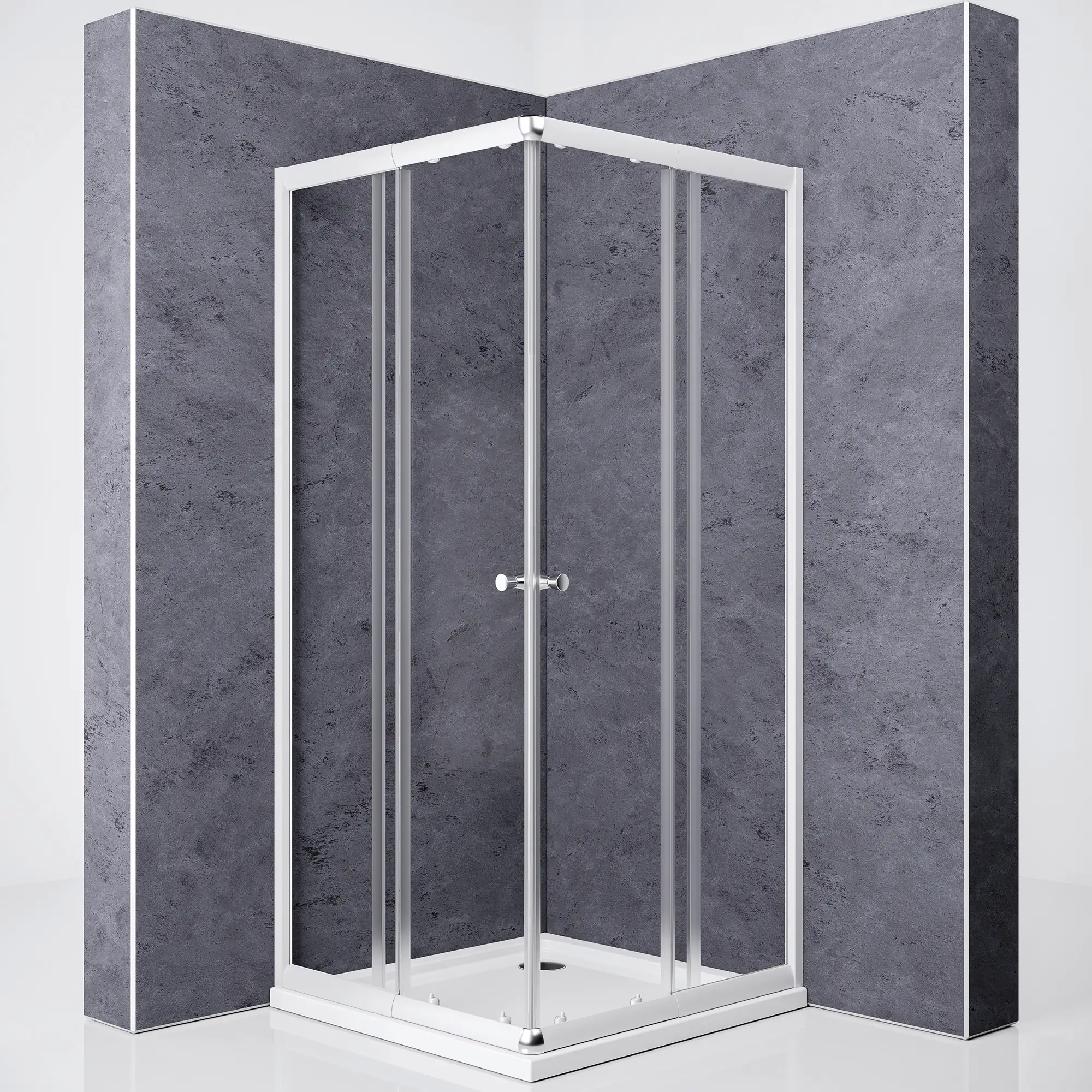Breuer Ektos Eckeinstieg Schiebetür 4-teilig 80-90x180 cm alu matt