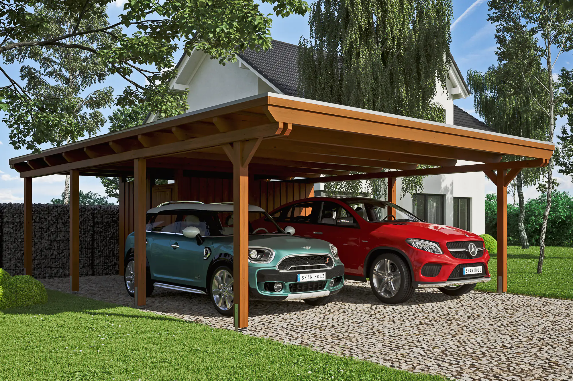 4018211023172 SKAN HOLZ Carport Emsland 613 x 846 cm mit EPDM-Dach, mit Abstellraum