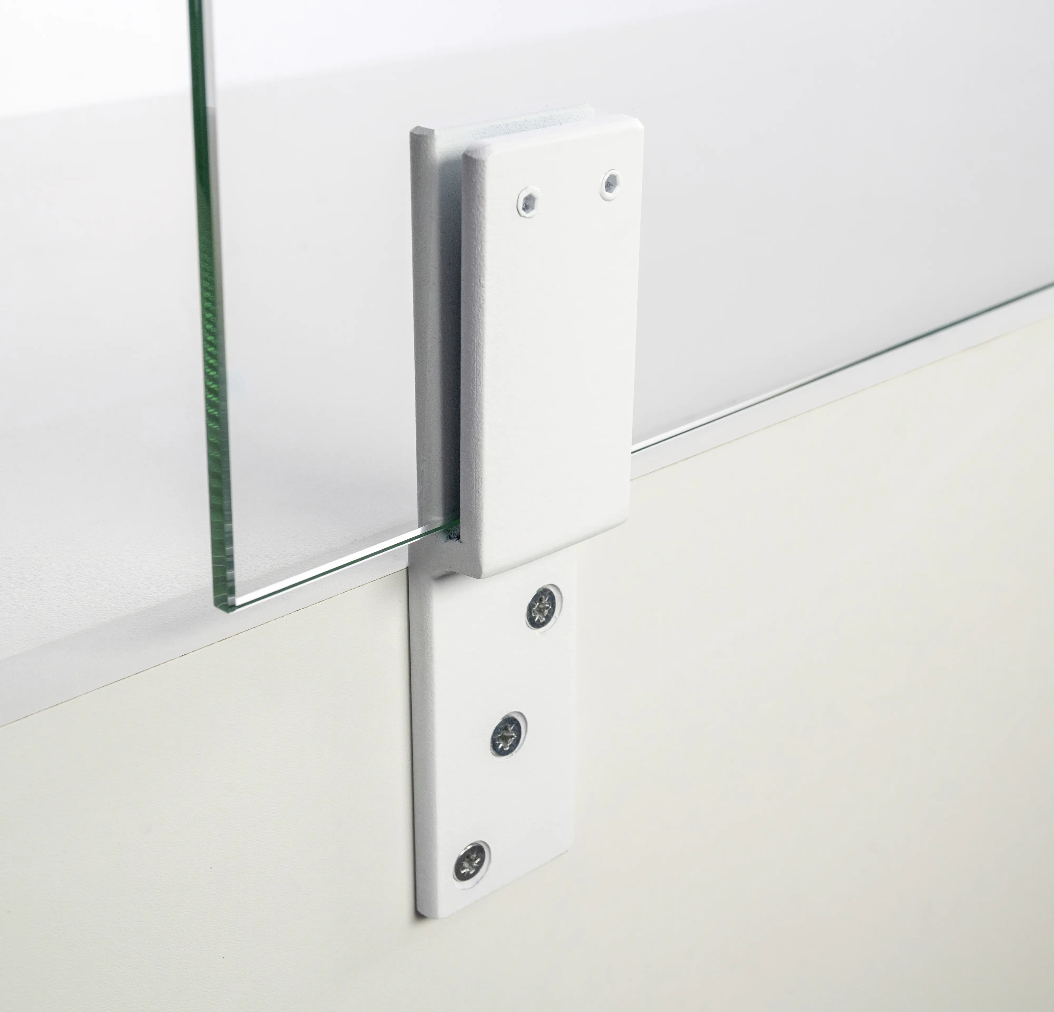 Thekenhalter für 6 mm ESG-Glas weiß lackiert