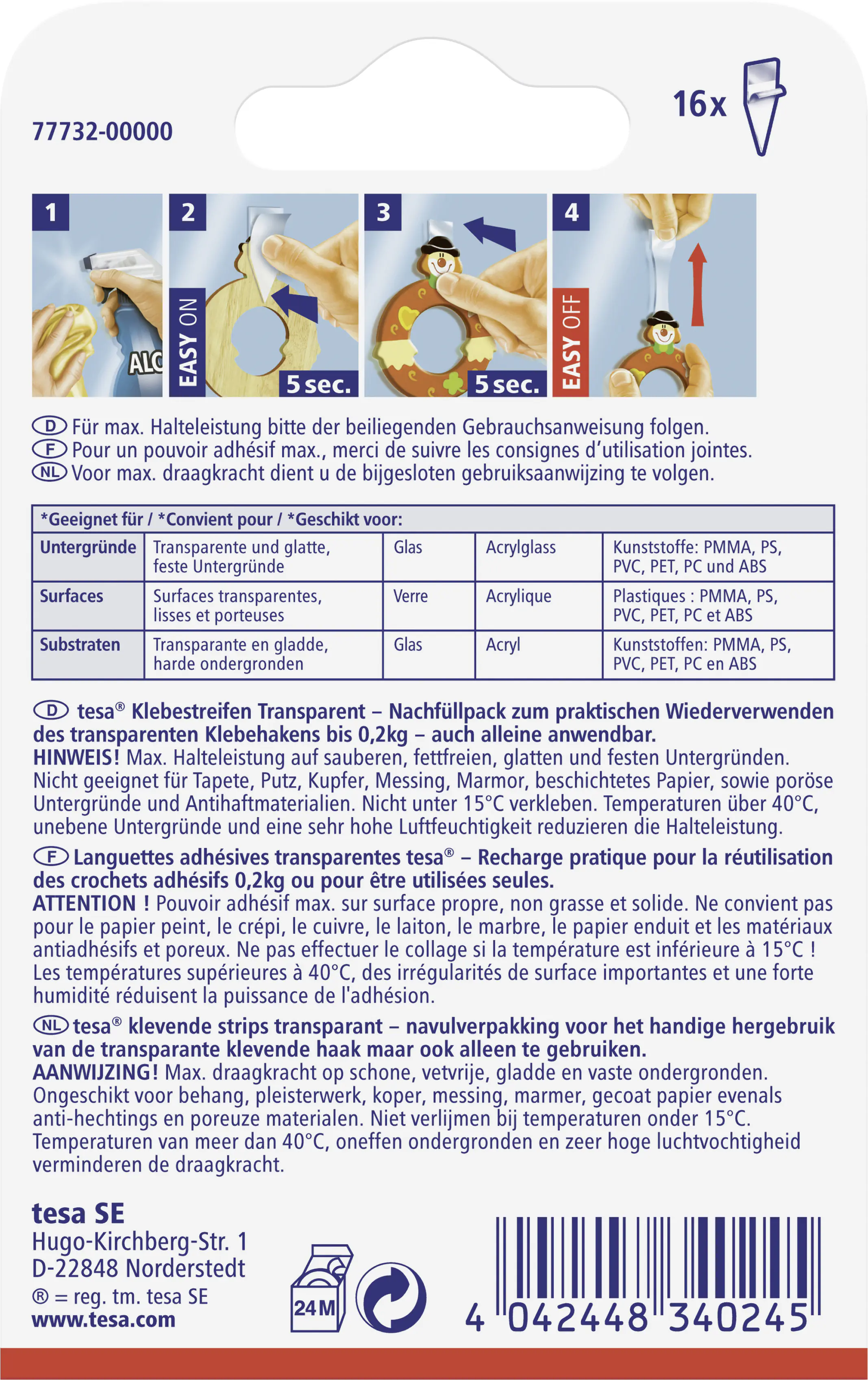 tesa Klebestreifen Traglast 200 g, 16 Stück