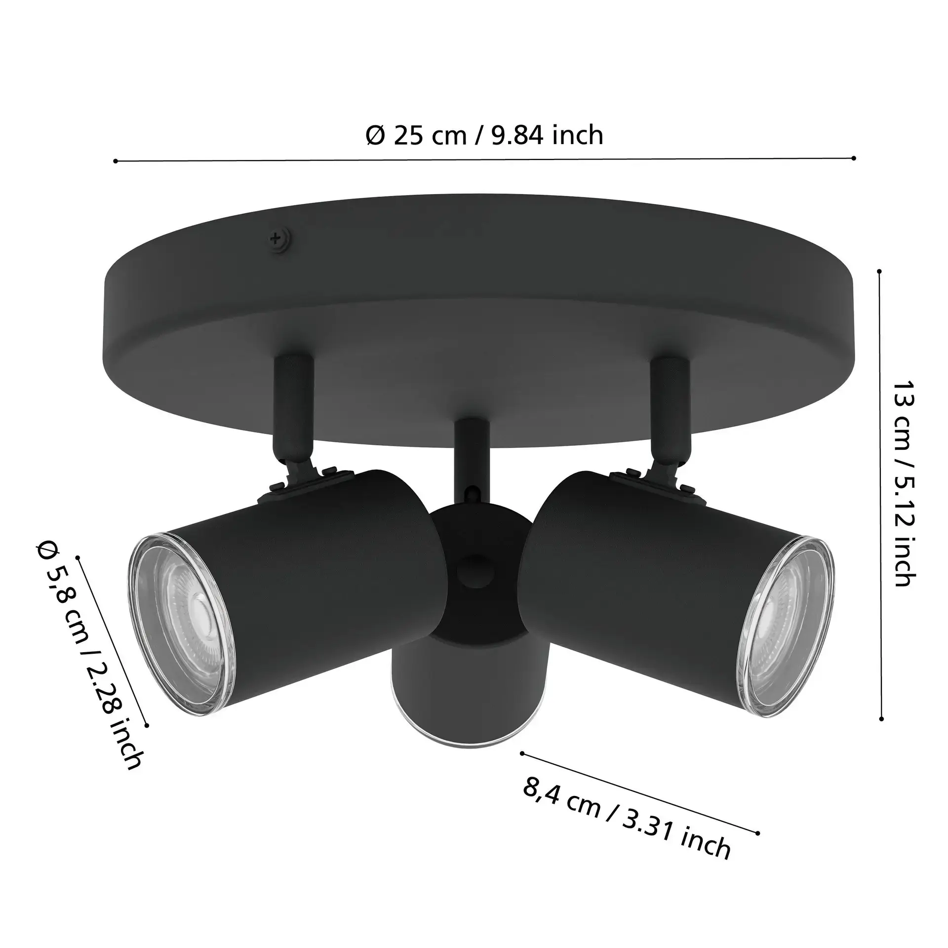 Eglo Leuchten 3er Spot Rondell Consuma 1 Ø 25 x 13 cm schwarz