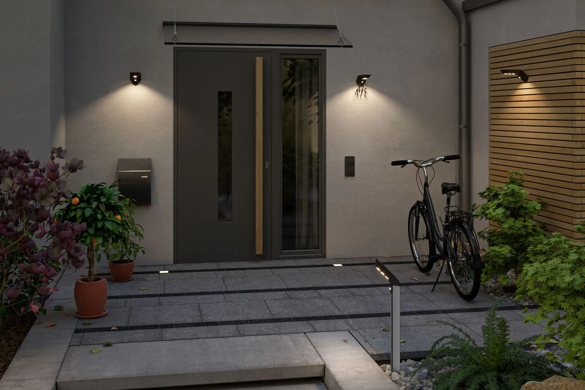 4000870942505_10 Paulmann LED Solar-Wandleuchte Soley anthrazit warmweiß Bewegungsmelder
