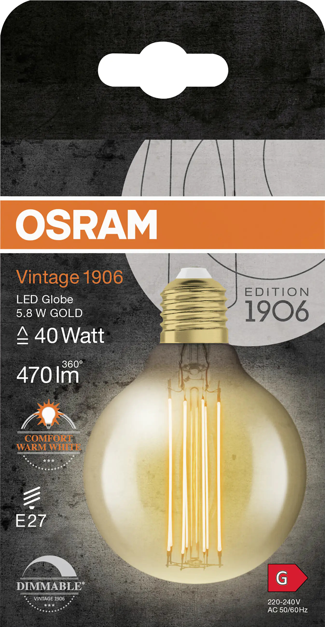 Osram LED Leuchtmittel Globe 80 E27 5,8 W warmweiß amber