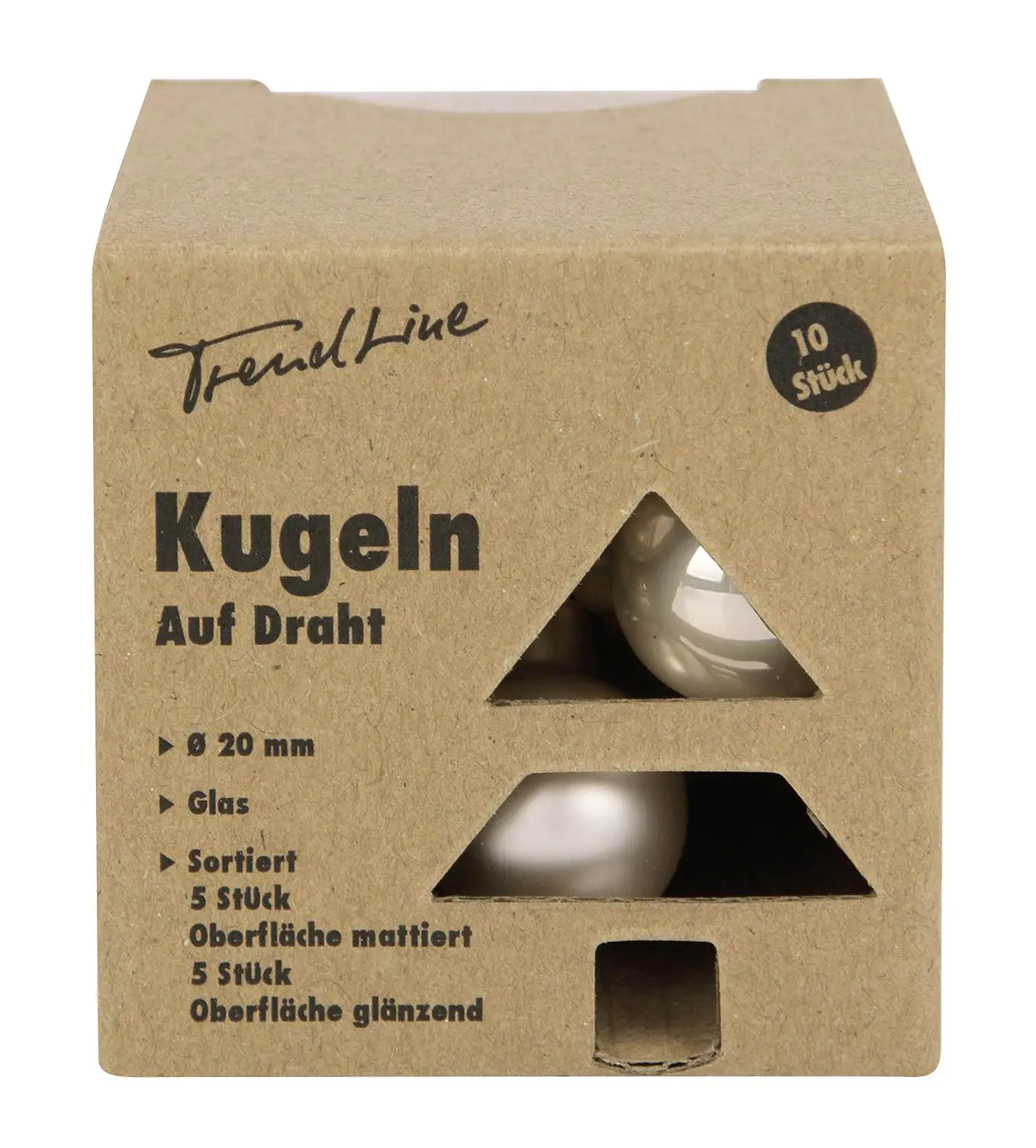 TrendLine Weihnachtskugeln aus Glas auf Draht Ø 2 cm champagner 10 Stück