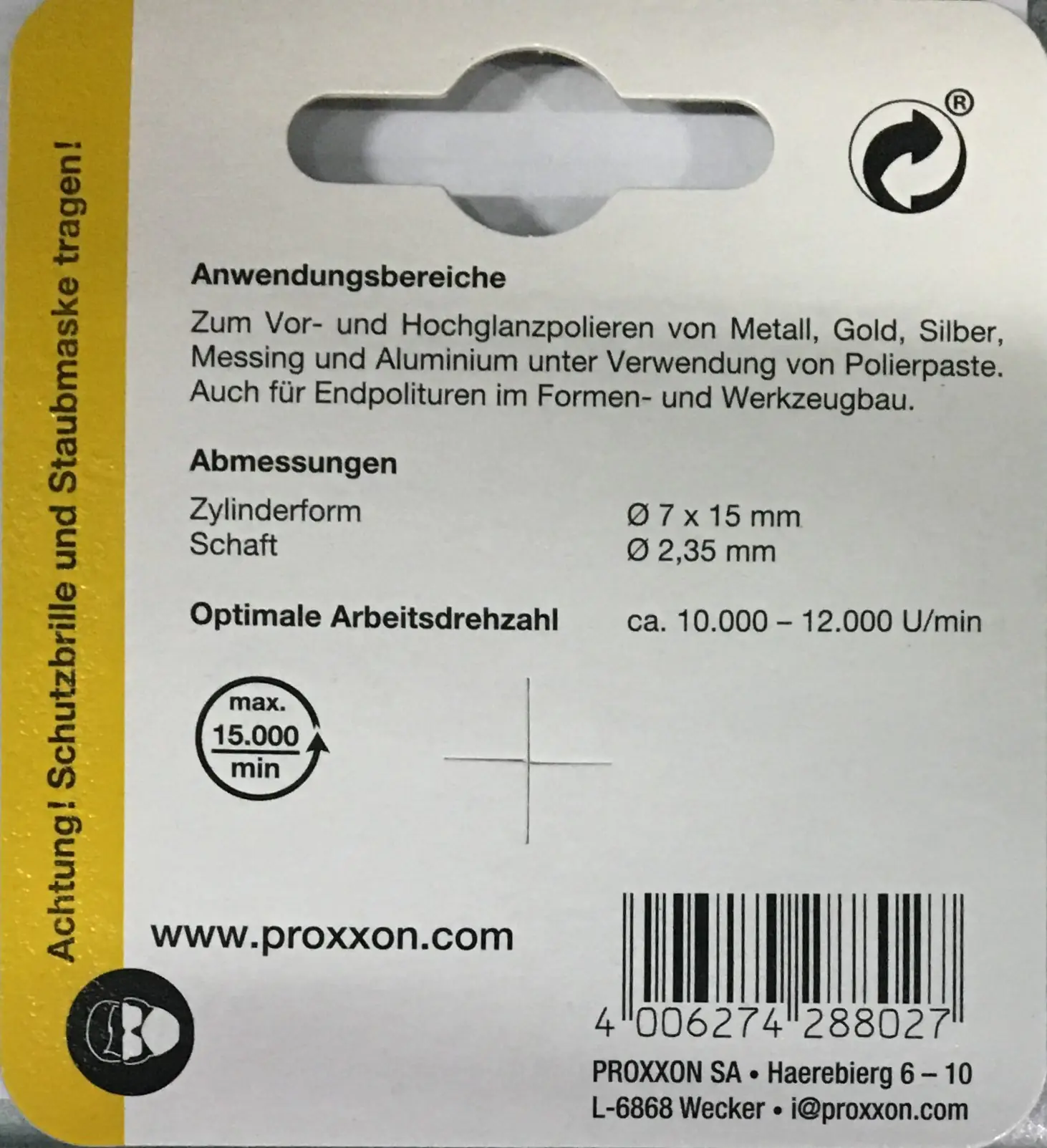 Proxxon Micromot Filzpolierstift Zylinder 7 x 15 mm Proxxon Micromot Filzpolierstift Zylinder 7 x 15 mm