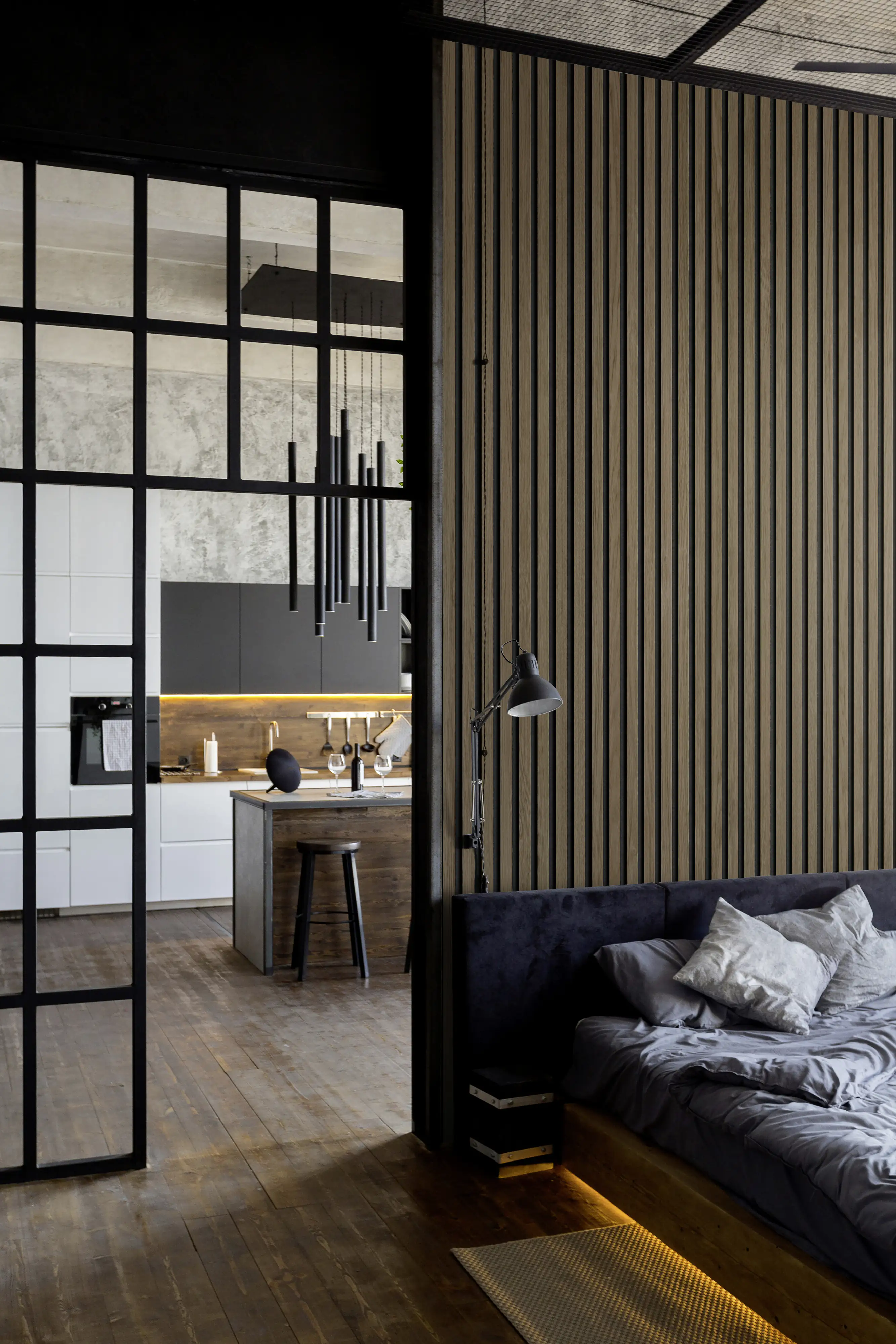 Grosfillex Wandpaneel Kunststoff LINIO 260 x 37,5 cm 8 mm Walnut 3 Stück