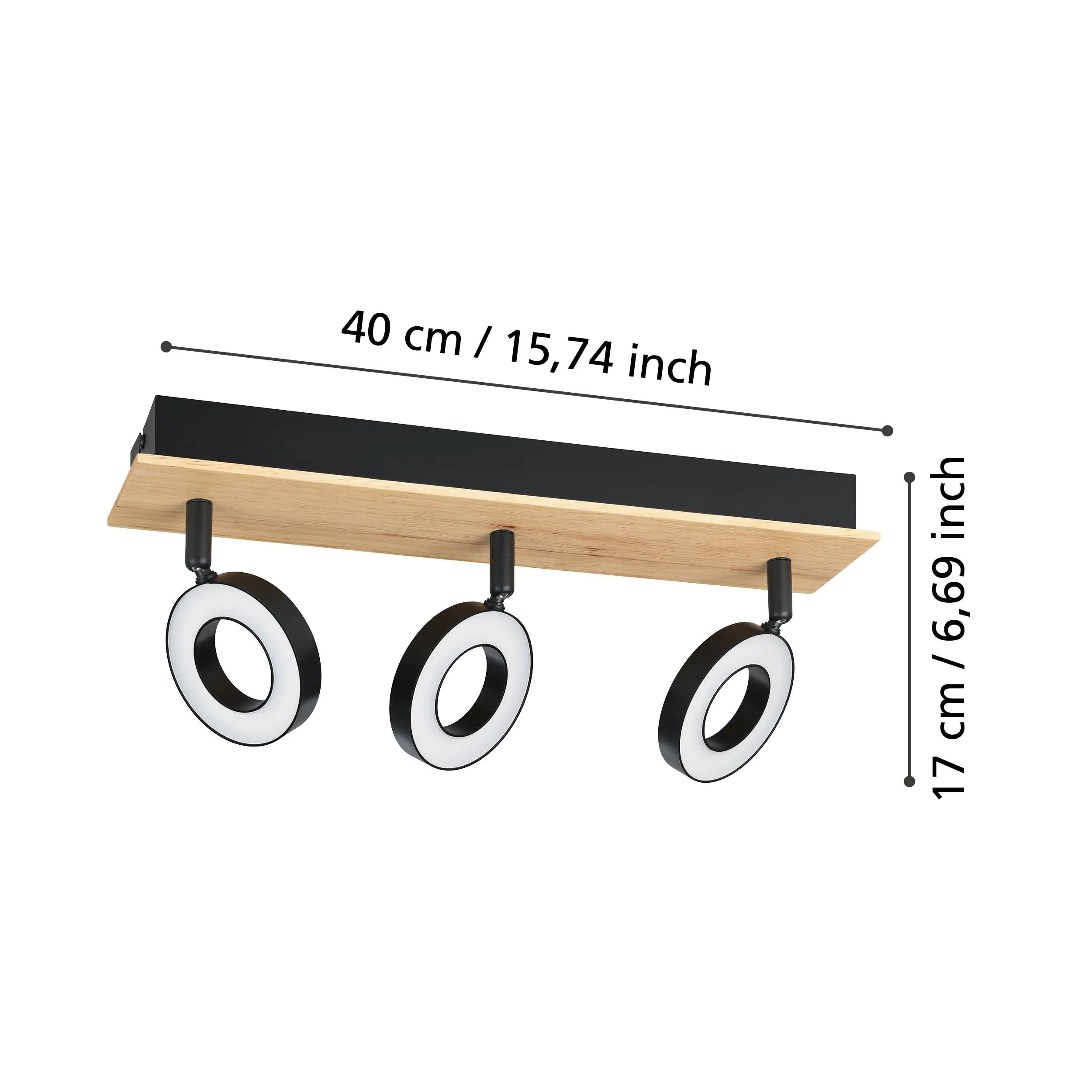 Eglo 3er Spot Rielves braun schwarz 40 x 7 cm