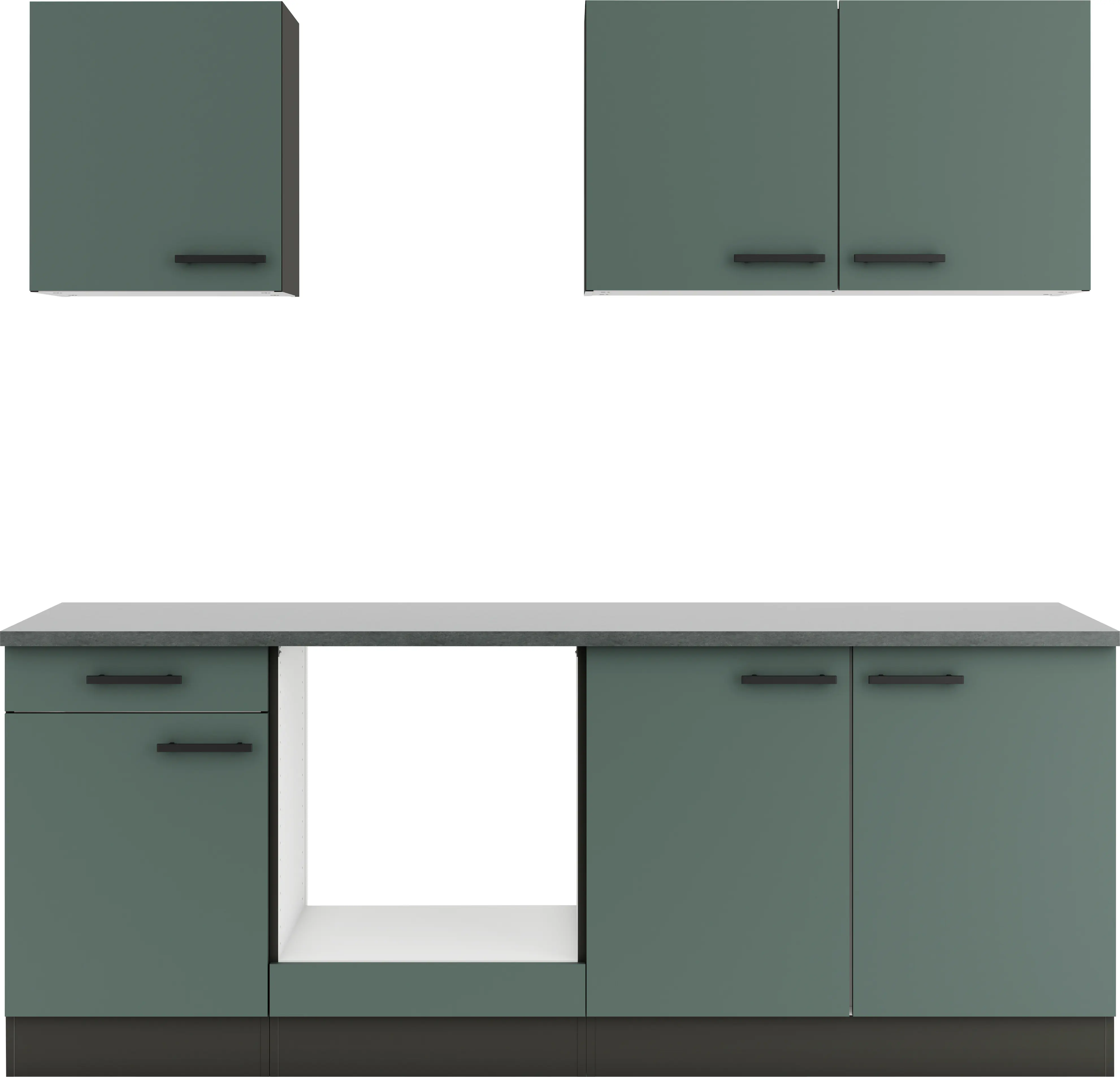 Optifit Küchenzeile Verona 405 ohne Geräte steingrün 210 cm