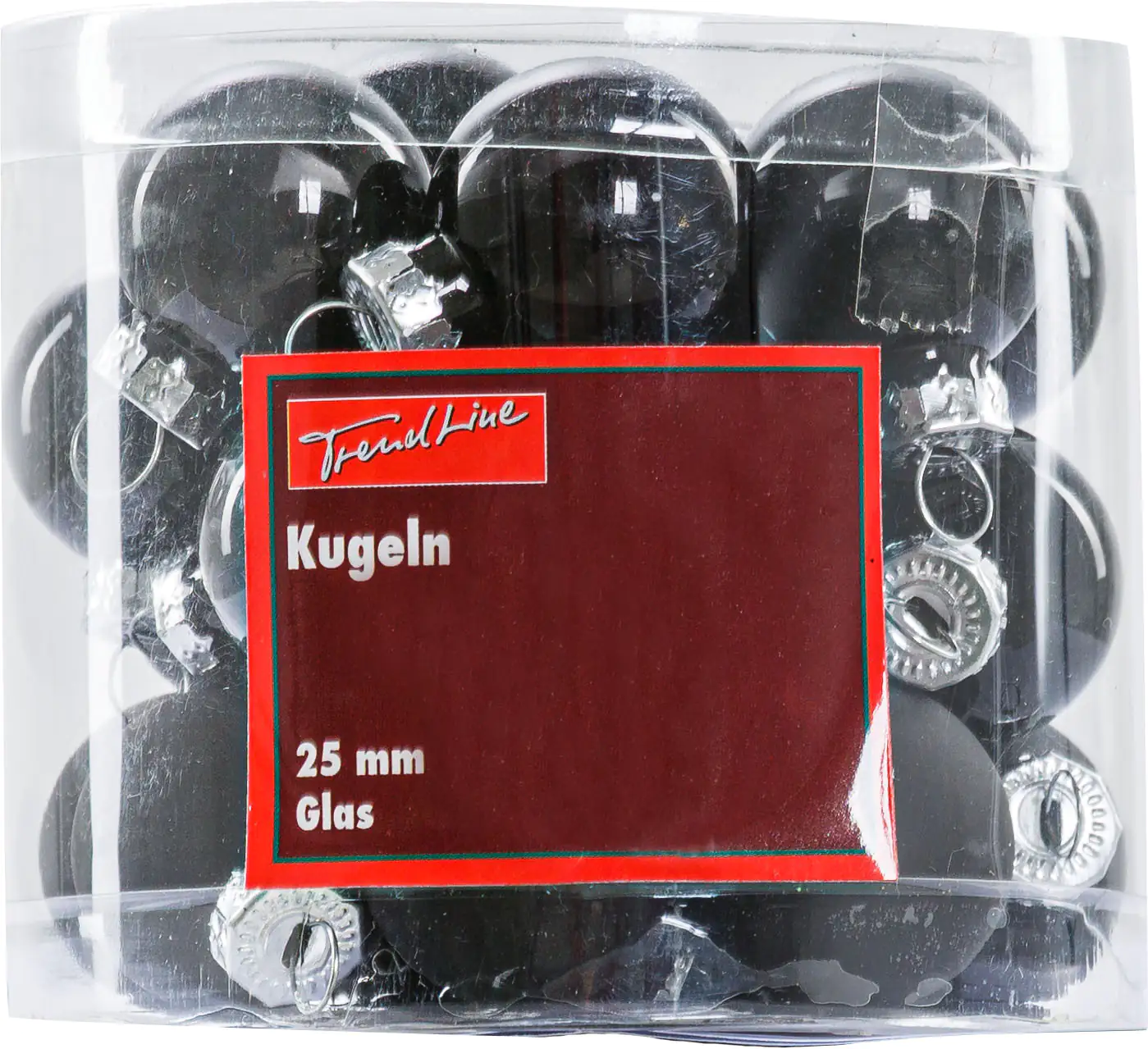 2076601553021_01 TrendLine Mini-Glaskugeln glanz/matt, Ø 2,5 cm, schwarz, 24 Stück