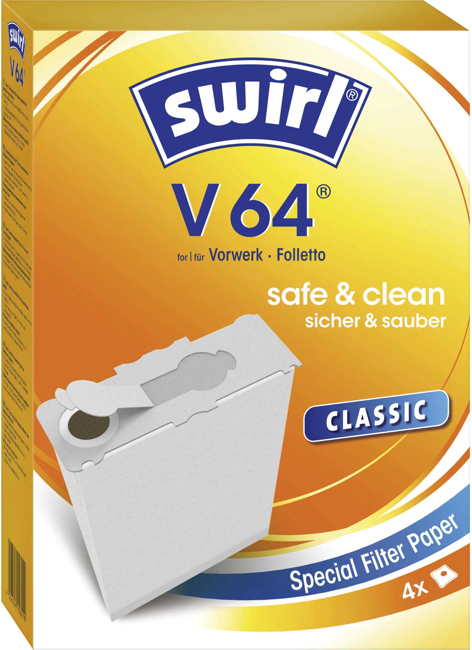 Swirl V 64 Spezialpapier Staubsaugerbeutel 4 Staubbeutel