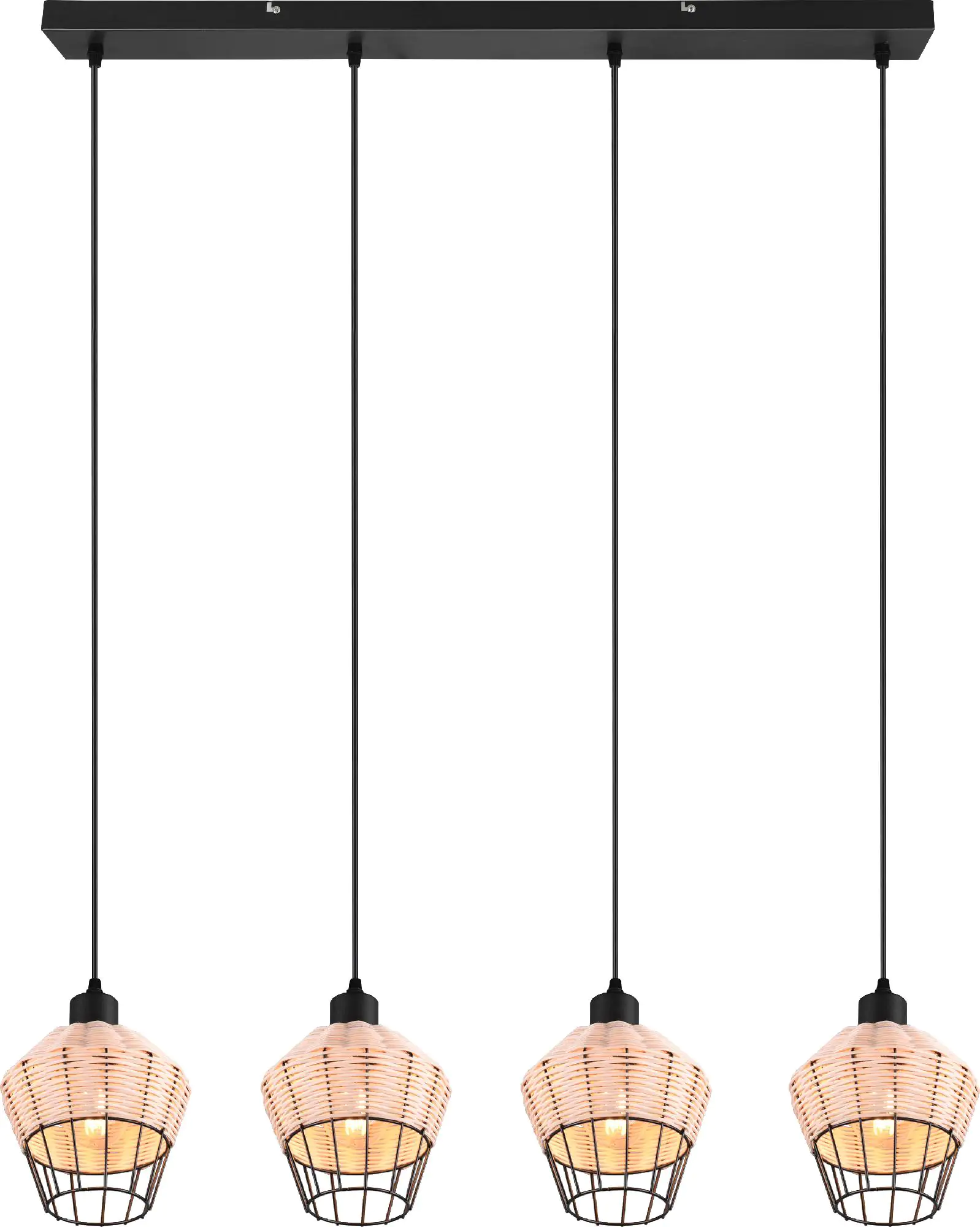 Reality Leuchten Pendelleuchte Borka schwarz-natur 95 x 17,5 cm E27 40 W