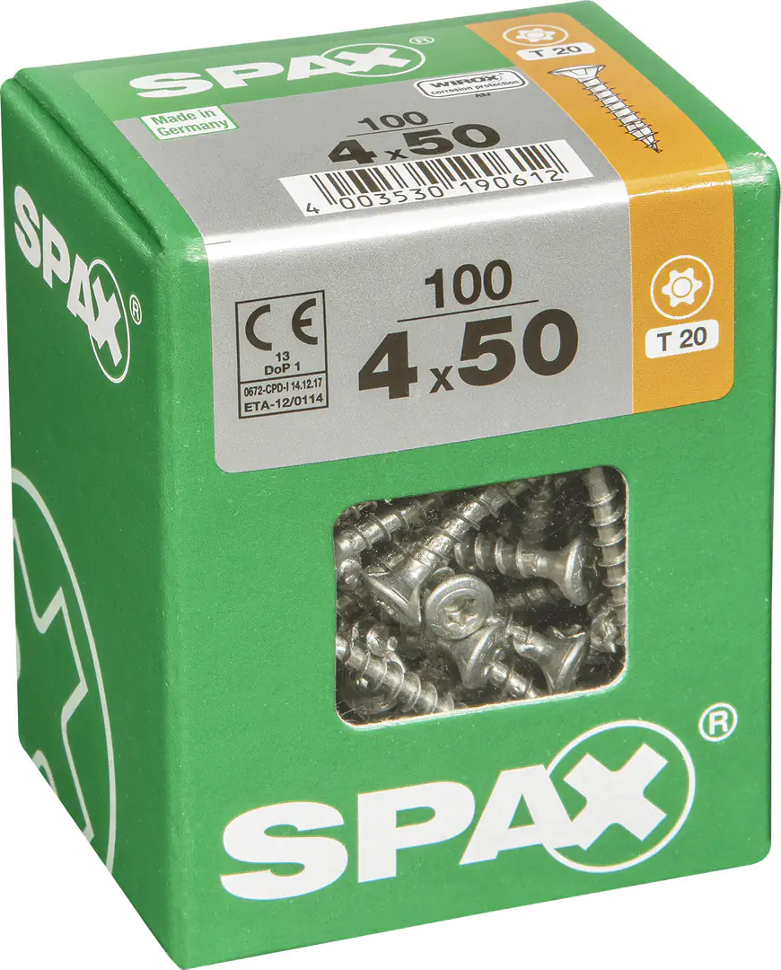 Spax Universalschrauben 4.0 x 50 mm TX 20 Linsenkopf - 100 Stk.