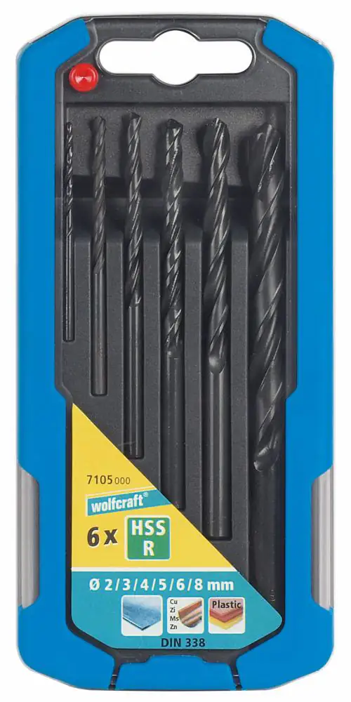 Wolfcraft Metallbohrer-Set HSS rollgewalzt Ø 2-8 mm 6-teilig Rundschaft