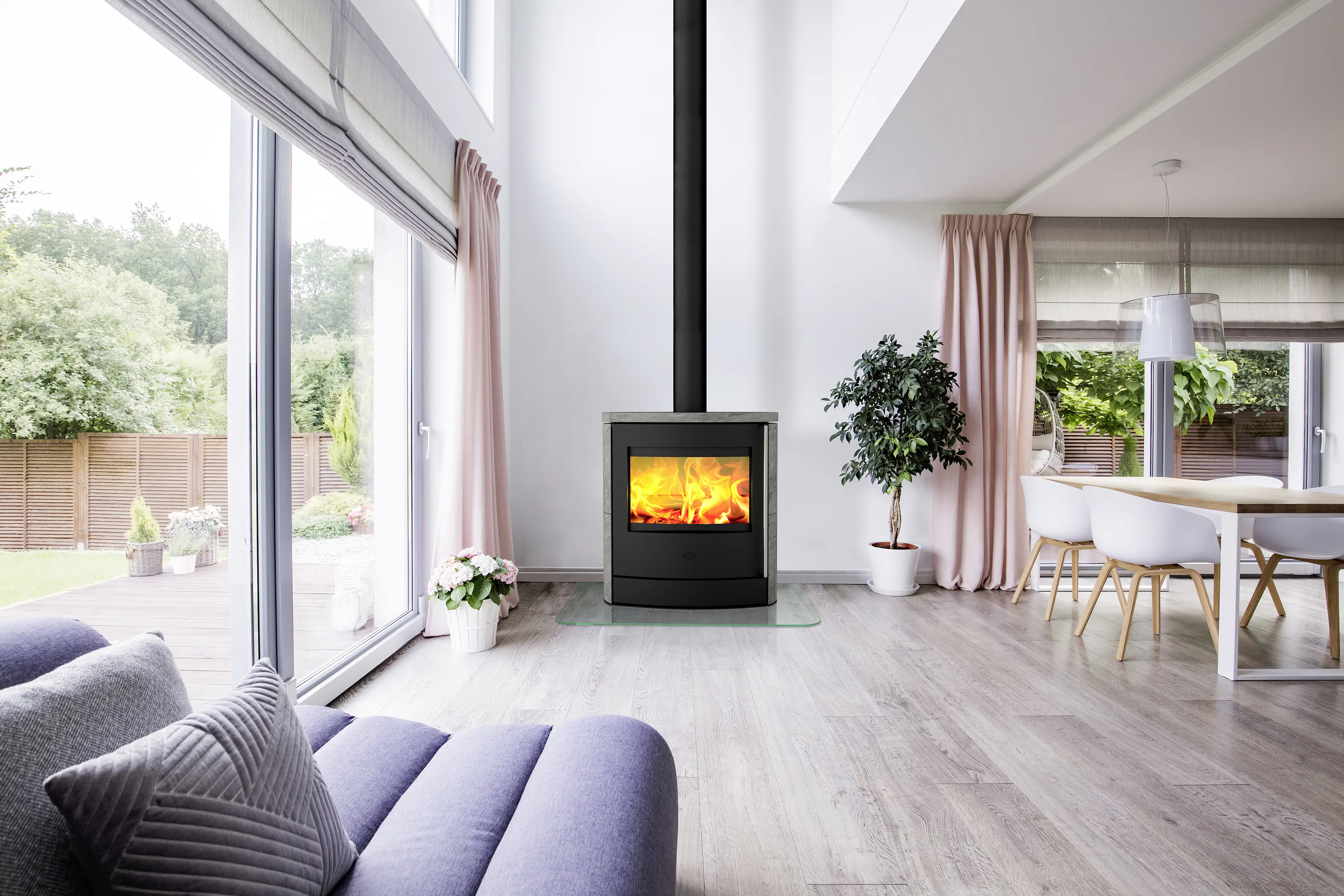 Fireplace Kaminofen Adamis Speckstein/Stahl schwarz 7 kW