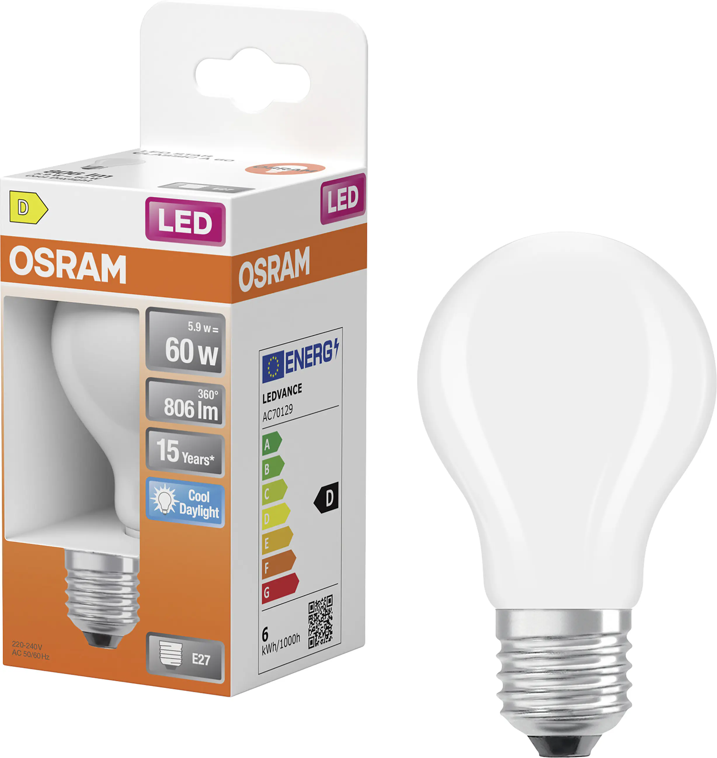 Osram LED Leuchtmittel E27 Star Classic 9W matt kaltweiß