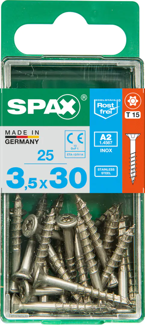 Spax Universalschrauben 3.5 x 30 mm TX 15 - 25 Stk. Spax Universalschrauben 3.5 x 30 mm TX 15 - 25 Stk.