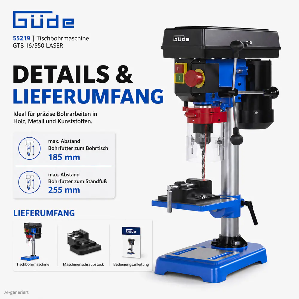 Güde Tischbohrmaschine GTB 16/550 Laser
