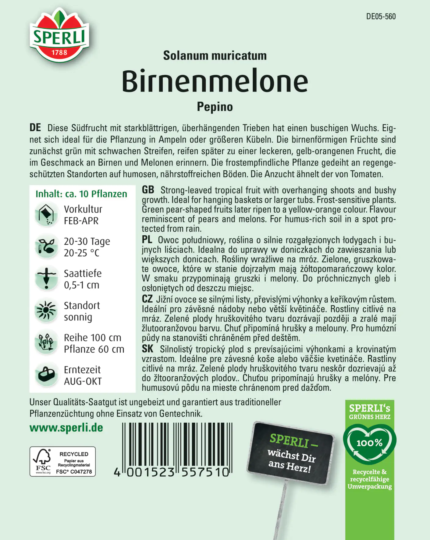 Sperli Birnenmelone Pepino