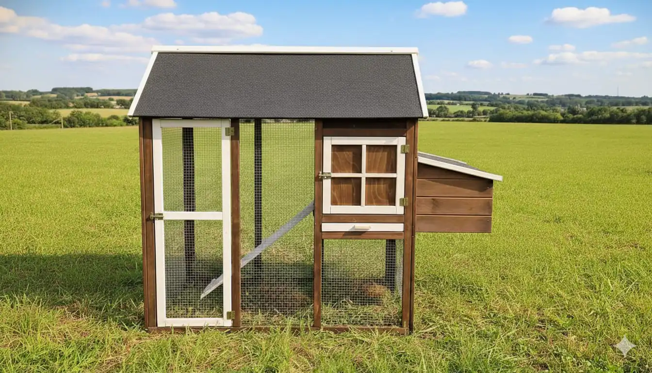 Hühnerhaus Cleo 180 x 145 cm mit Gehege & Legebox braun/anthrazit