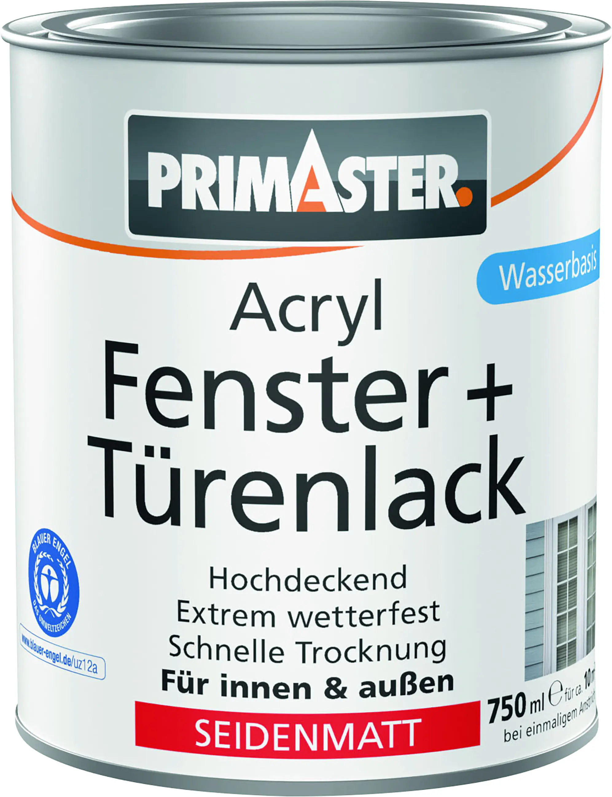 Primaster Acryl Fenster + Türenlack weiß seidenmatt 750 ml Primaster Acryl Fenster + Türenlack weiß seidenmatt 750 ml