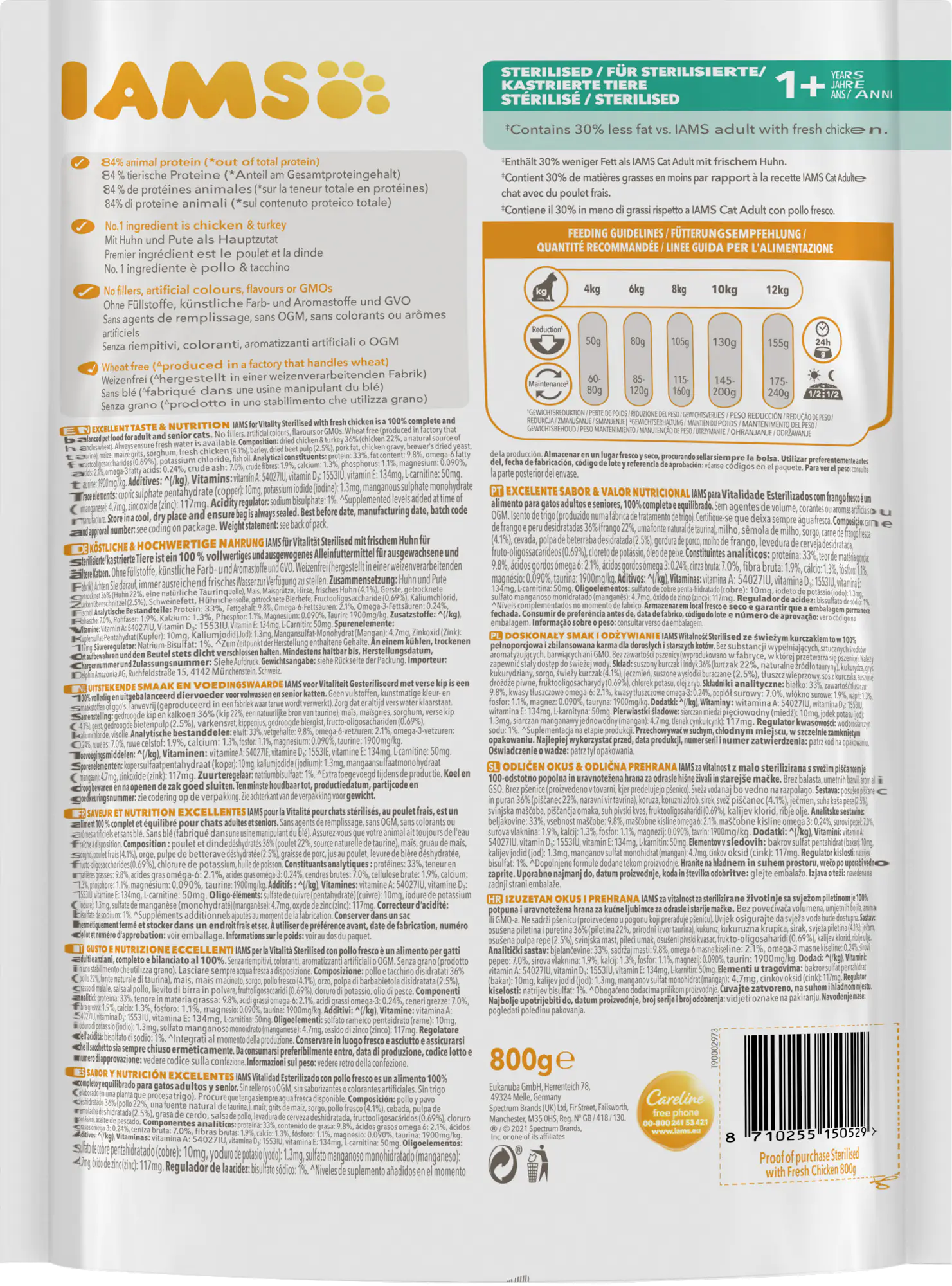 IAMS Vital Katze Sterilisiert Huhn 800g 800g