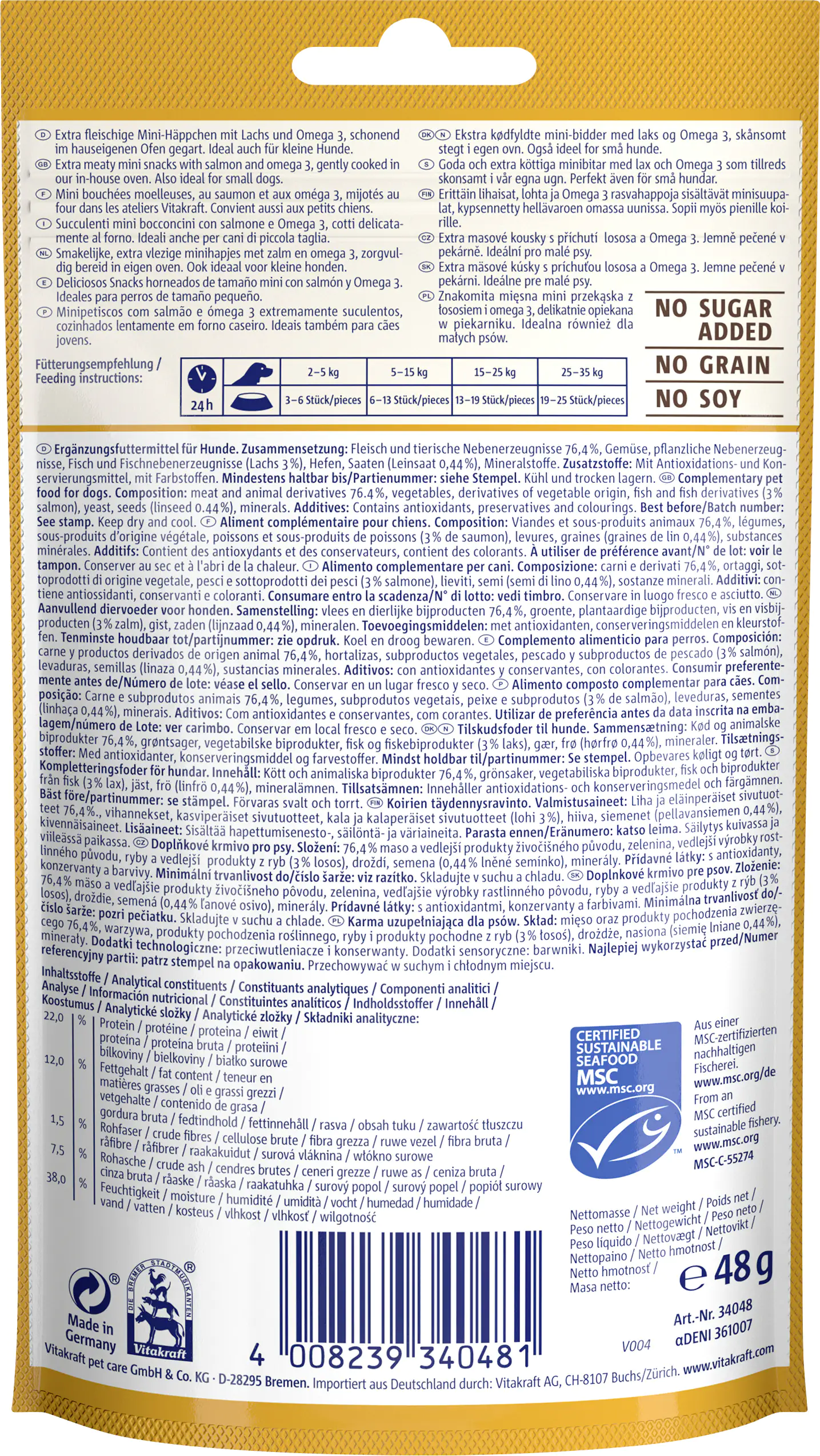 Vitakraft Treaties® Minis Lachs & Omega3 MSC 48 g Vitakraft Treaties® Minis Lachs & Omega3 MSC 48 g