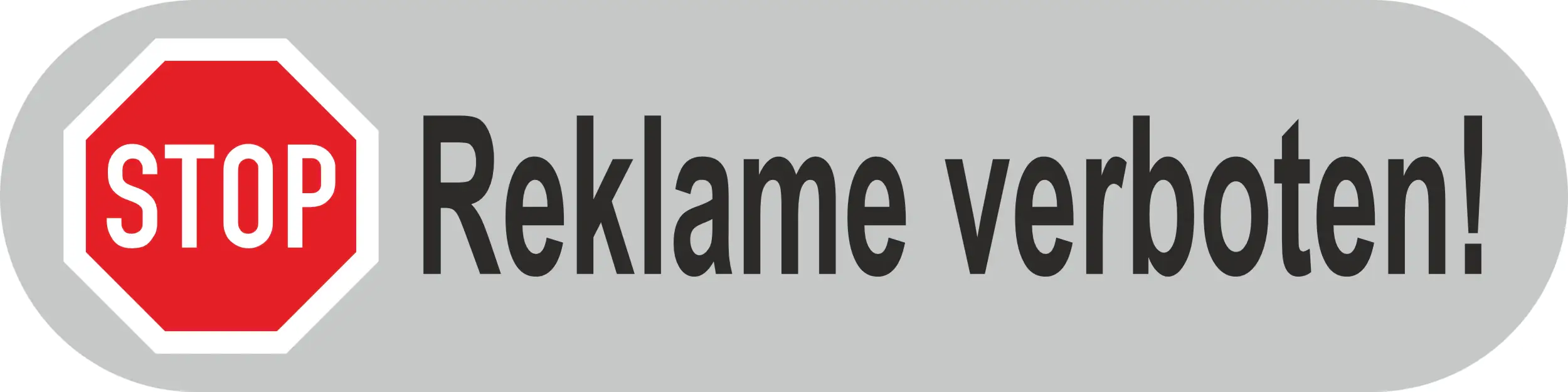 Hermann Schütz Aufkleber Stop - Reklame verboten silber 45x20mm