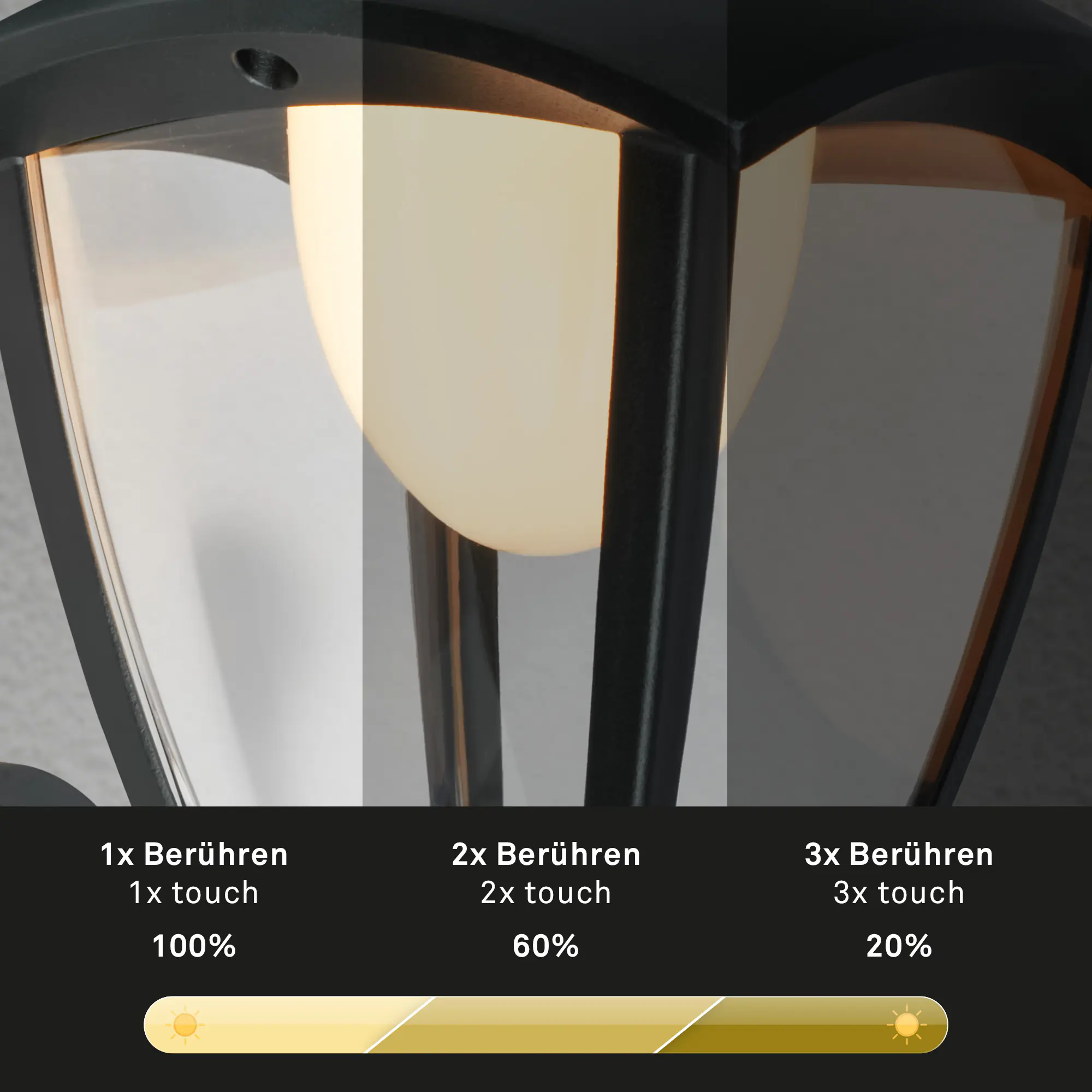 Briloner LED Akku-Außenwandleuchte Touch 4W schwarz dimmbar Briloner LED Akku-Außenwandleuchte Touch 4W schwarz dimmbar