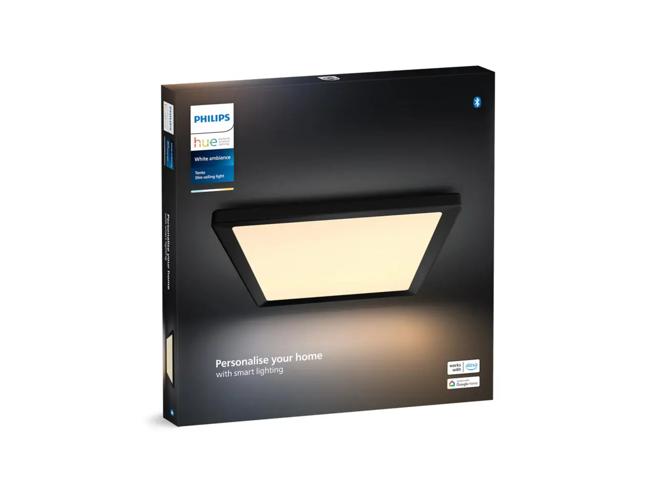 Philips Hue LED Deckenleuchte Tento + Wandschalter eckig schwarz 39,5 x 39,5 cm warmweiß-kaltweiß