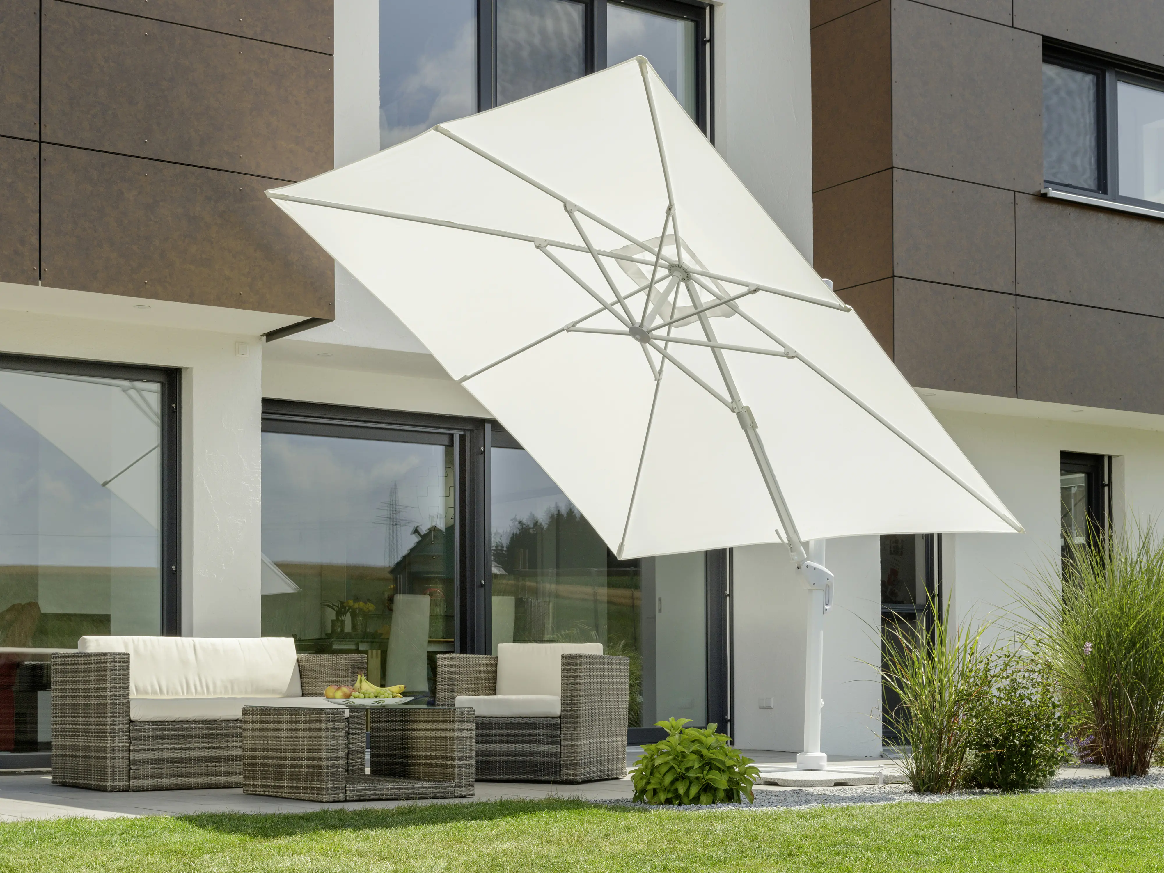 Schneider Sonnenschirm Rhodos Twist Bianco weiß, 300 x 300 cm