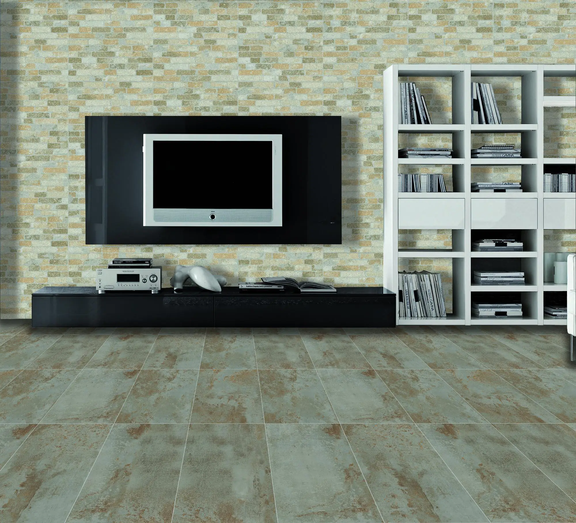 Bodenfliese Feinsteinzeug Ruggine 31 x 62 cm grau