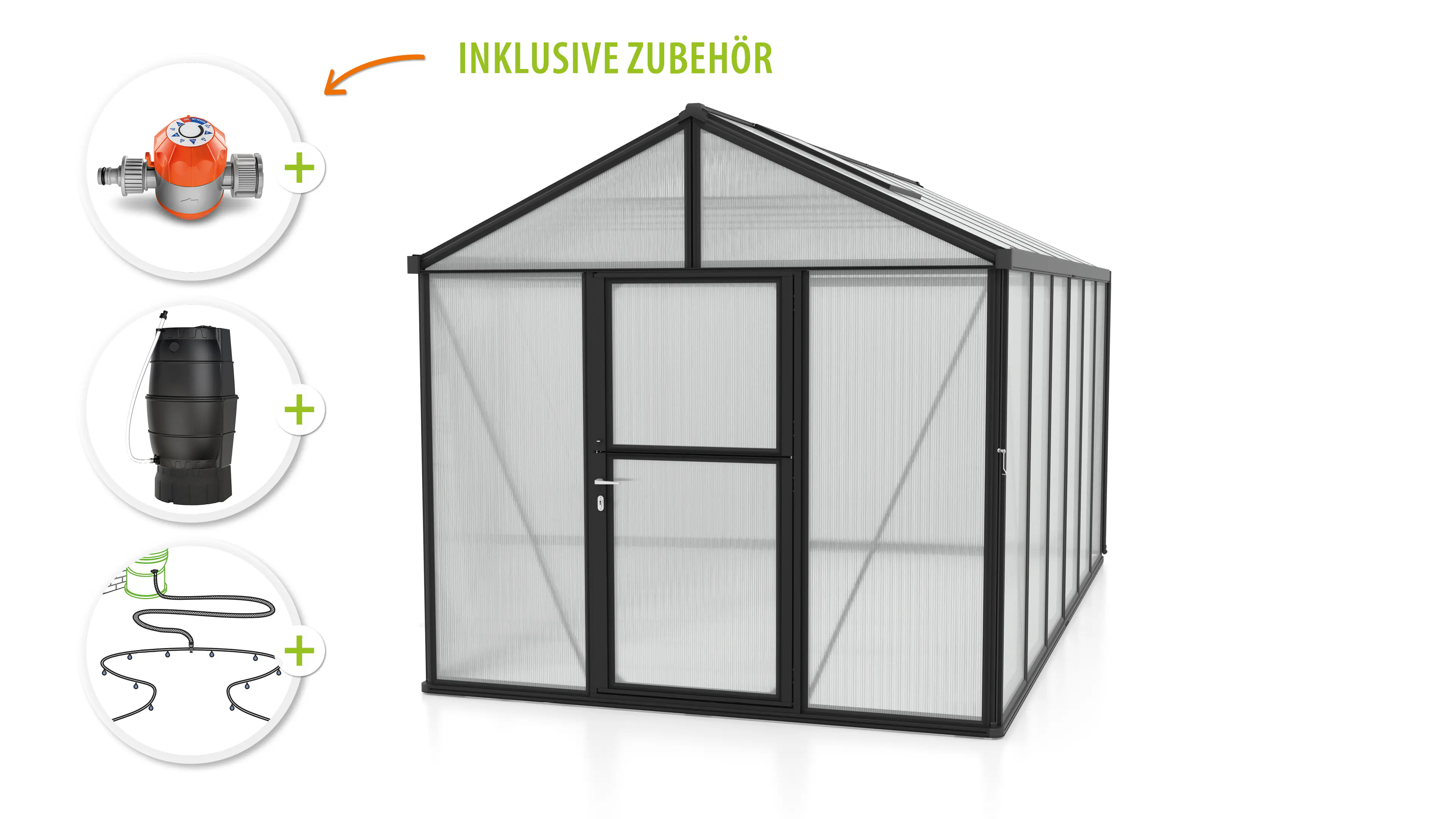 Vitavia Gewächshaus-Set Zeus 11900 HKP 10 mm schwarz 266 x 473 cm 