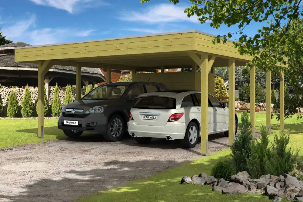 SKAN HOLZ Carport Friesland Set 4 557 x 708 cm, Grün imrpägniert