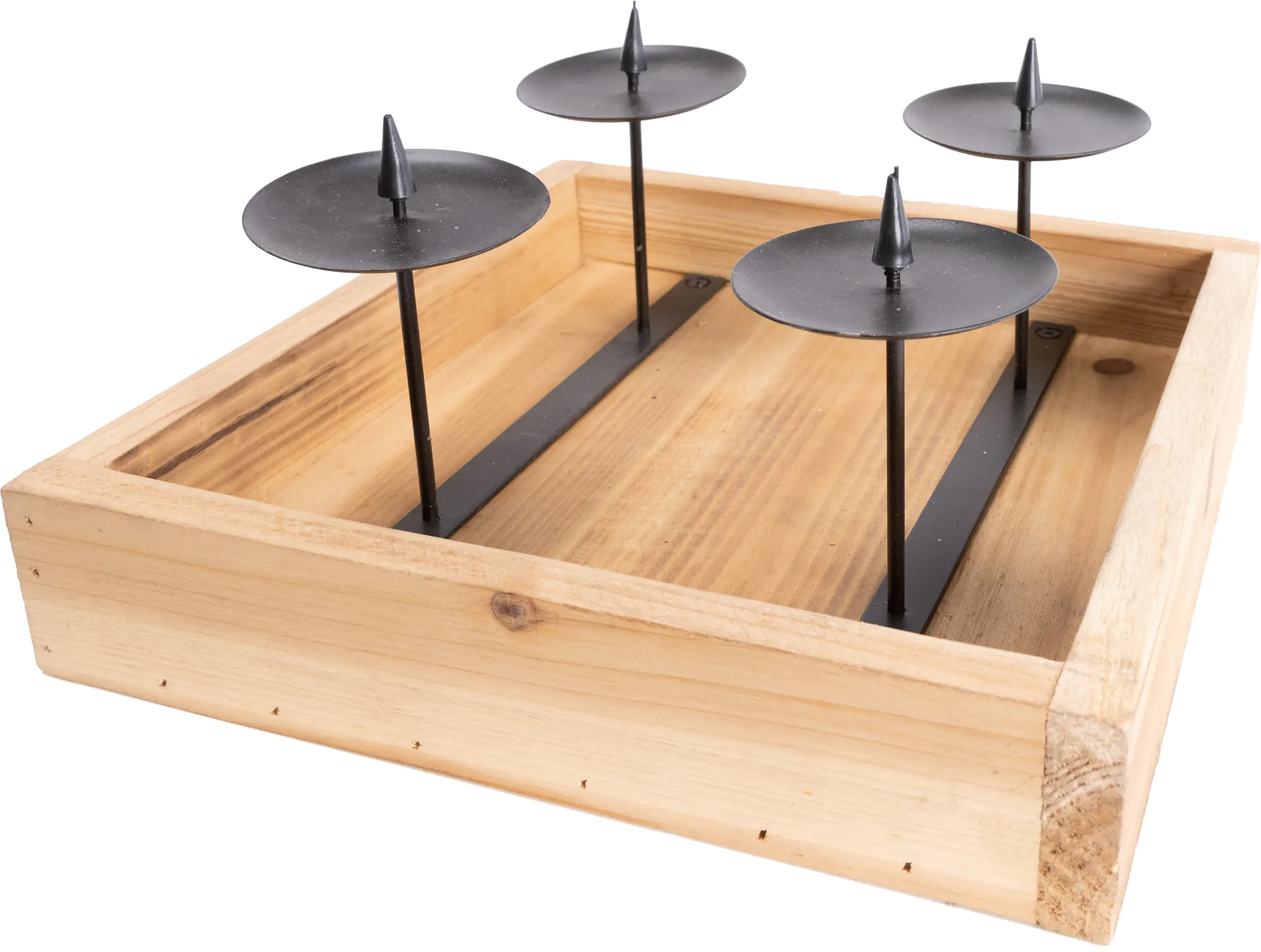 4333692394116_01 TrendLine Adventskranz Holz 25 x 25 x 12 cm natur-schwarz