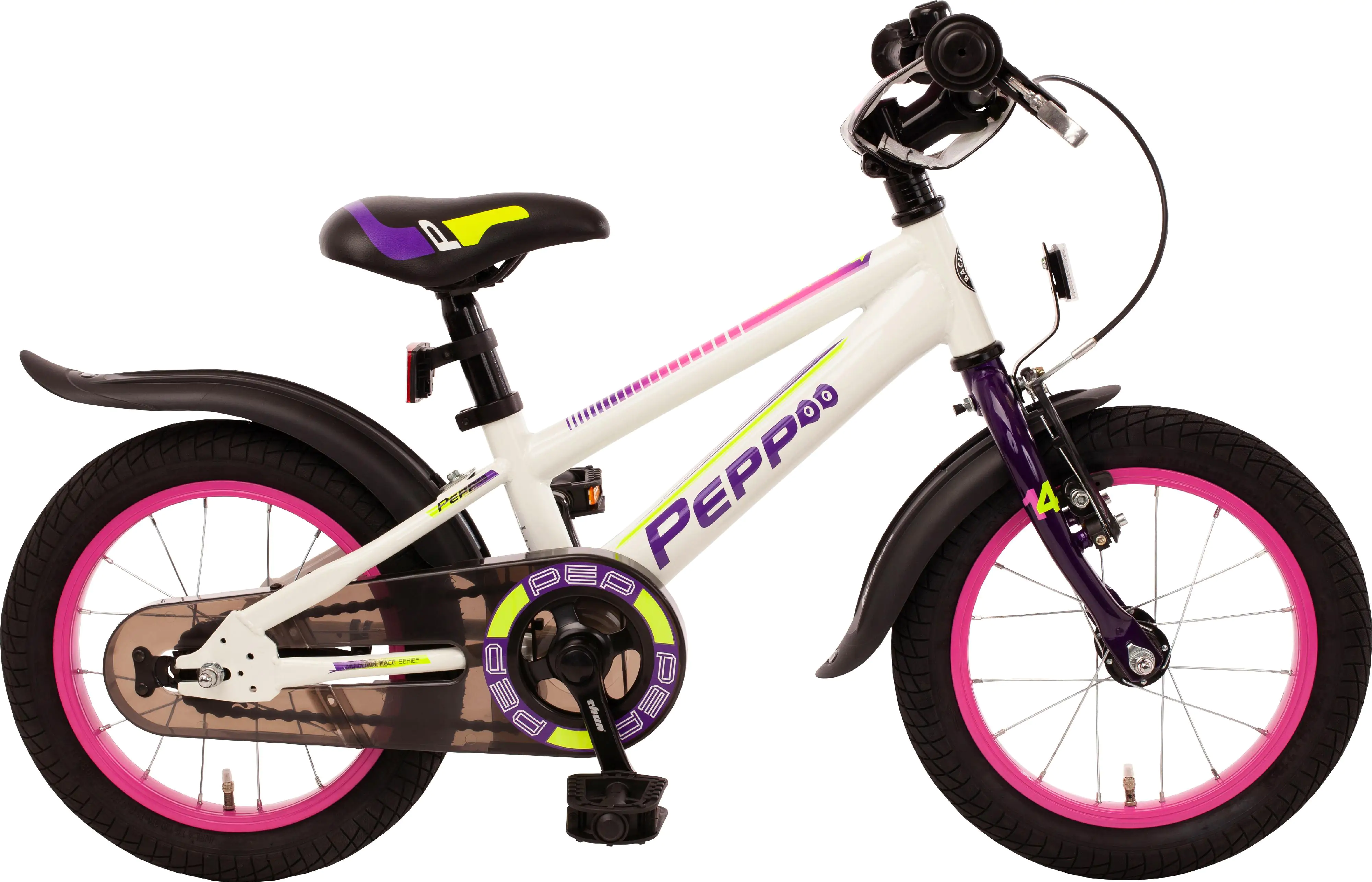 Bachtenkirch Kinderfahrrad Pepp 14 Zoll weiß violett mit Rücktritt