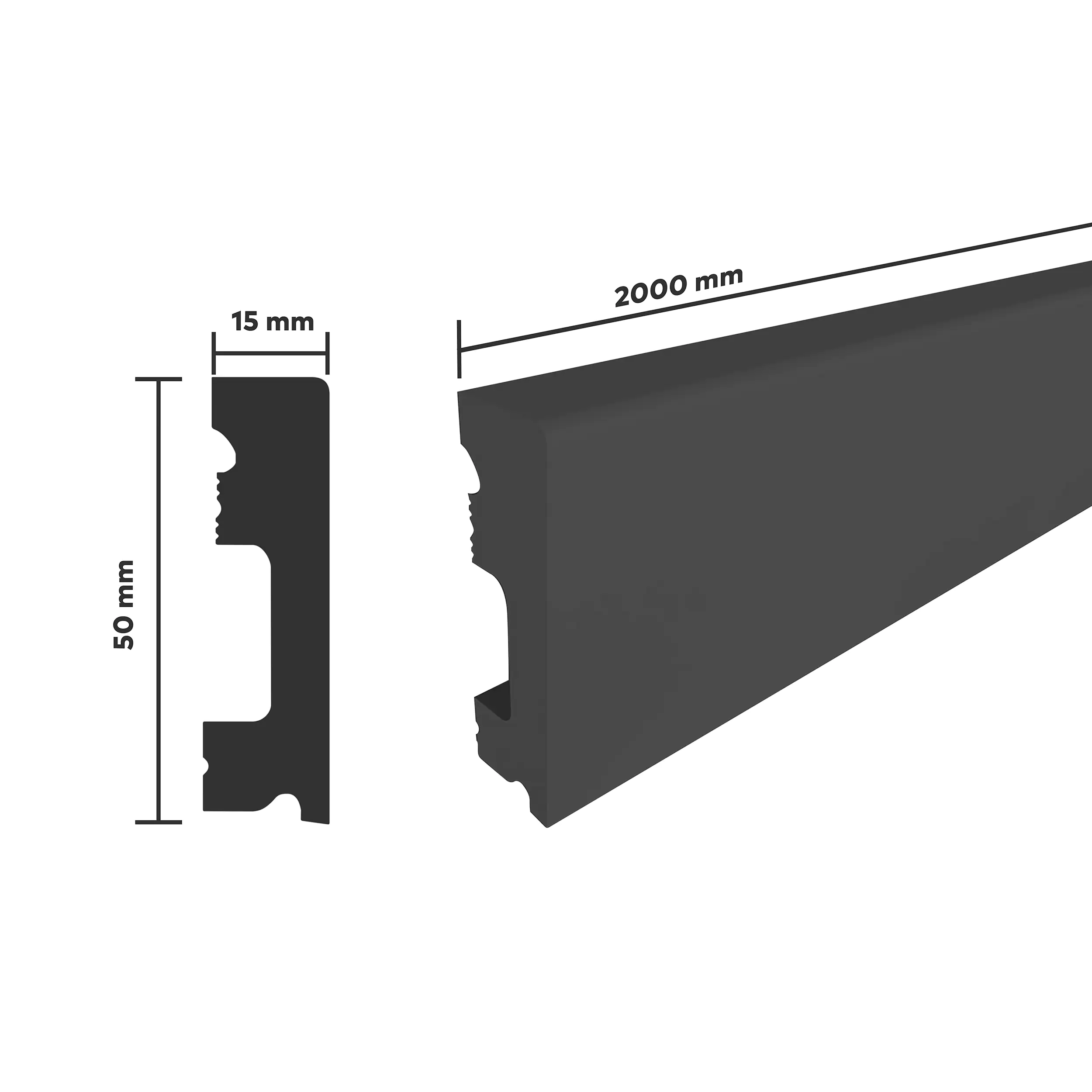 SELITSTYLE Sockelleiste FBL50 schwarz 2000 x 50 x 15 mm wasserfest