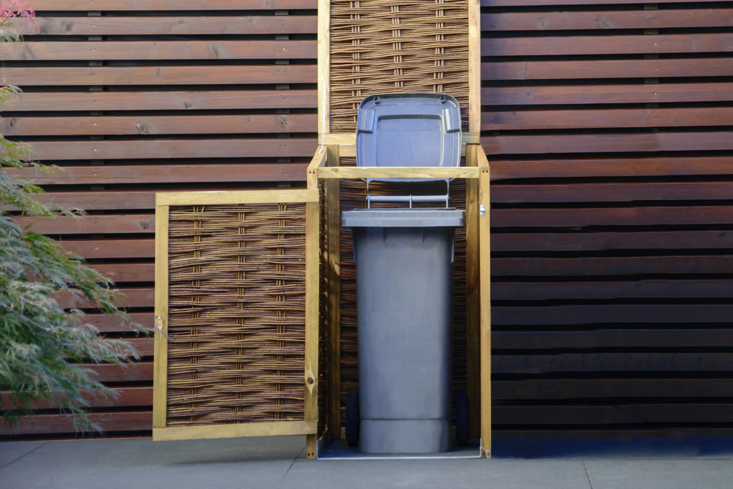 4055894939048_3169910 Dobar Mülltonnenbox Weide ungeschält 60 x 80 x 115cm