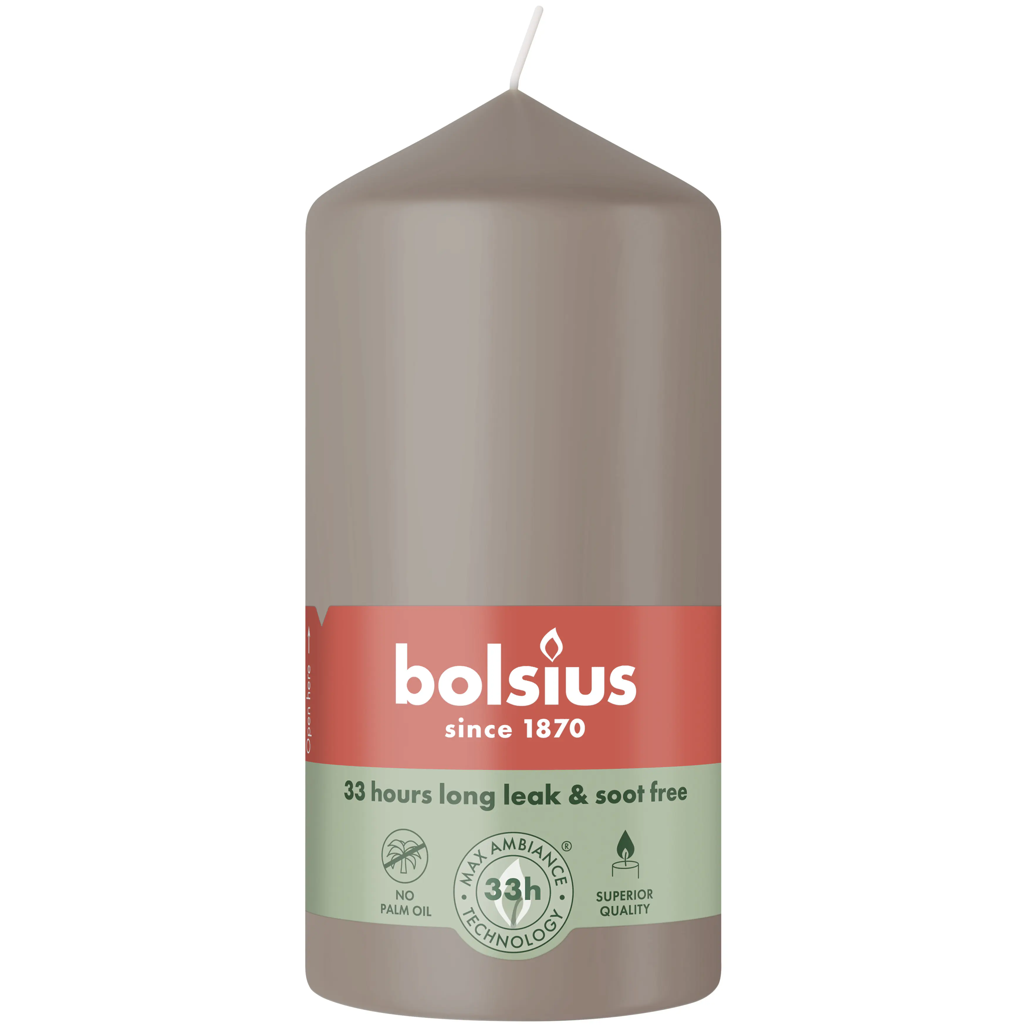 Bolsius Stumpenkerze helles taupe 12 cm Ø 5,8 cm 