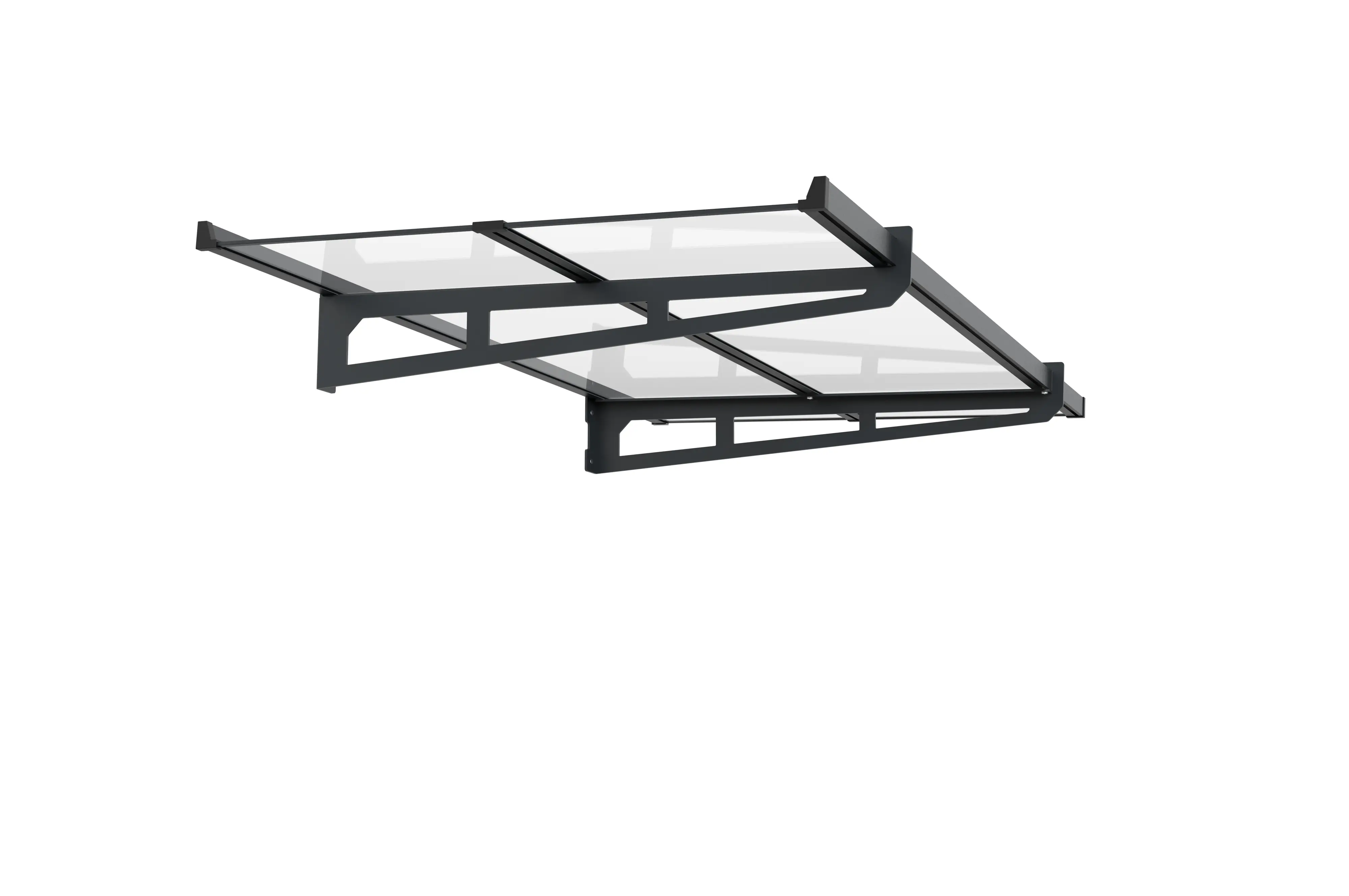 Primaster Vordach Lille 140 x 90 cm anthrazitgrau mit Polycarbonat-Abdeckung 
