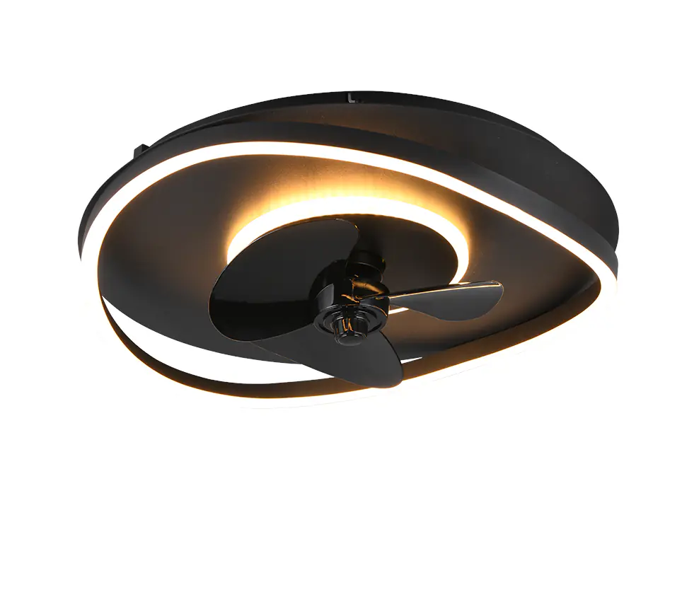 Trio LED-Deckenleuchte mit Ventilator Ø 50 x 15 cm warmweiß-kaltweiß schwarz matt dimmbar