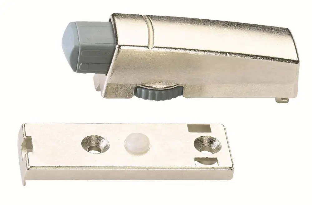 Hettich Möbeltürdämpfer mit regulierbarer Dämpferwirkung vernickelt