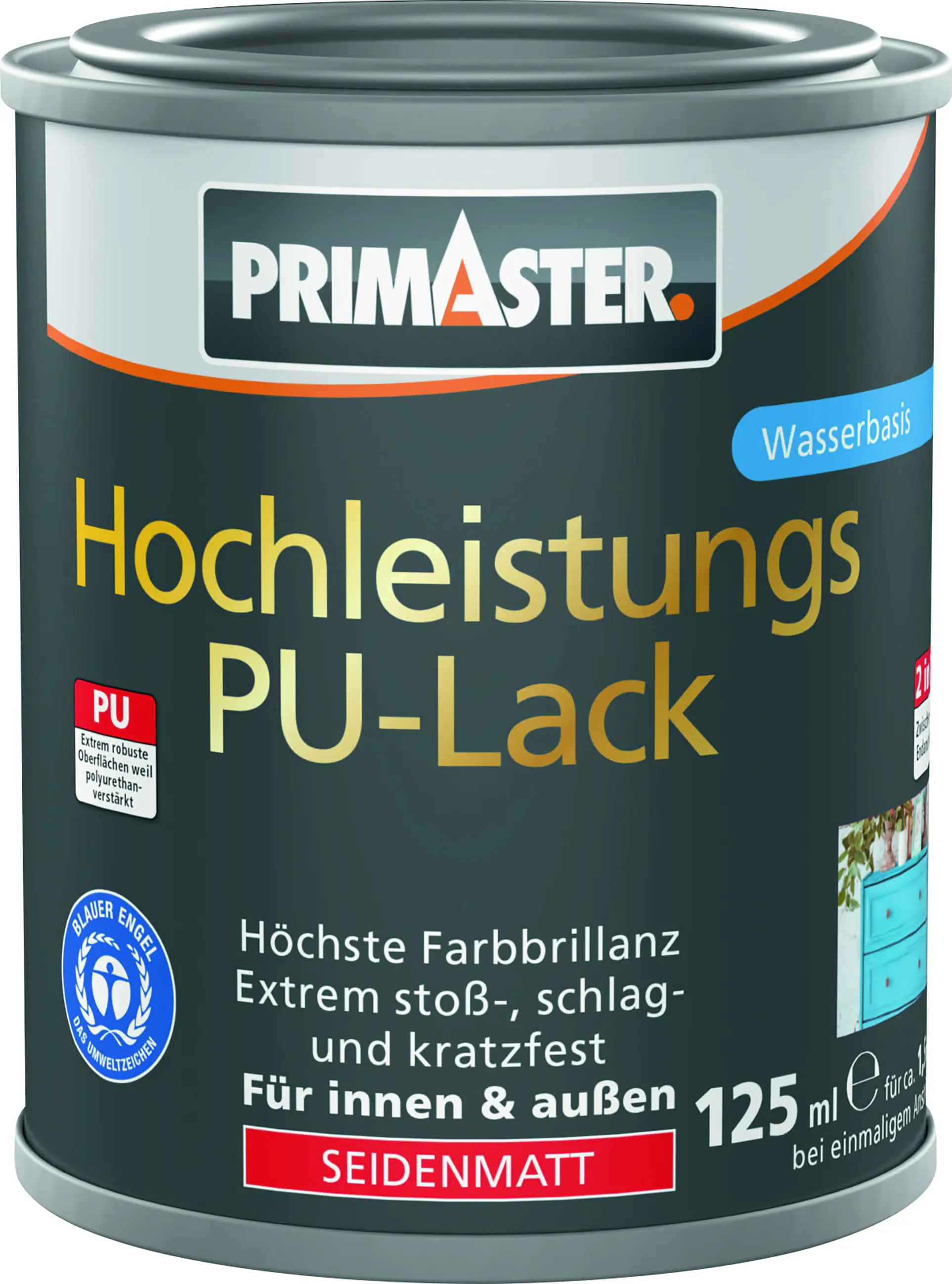 Primaster Hochleistungs PU-Lack anthrazit seidenmatt 125 ml
