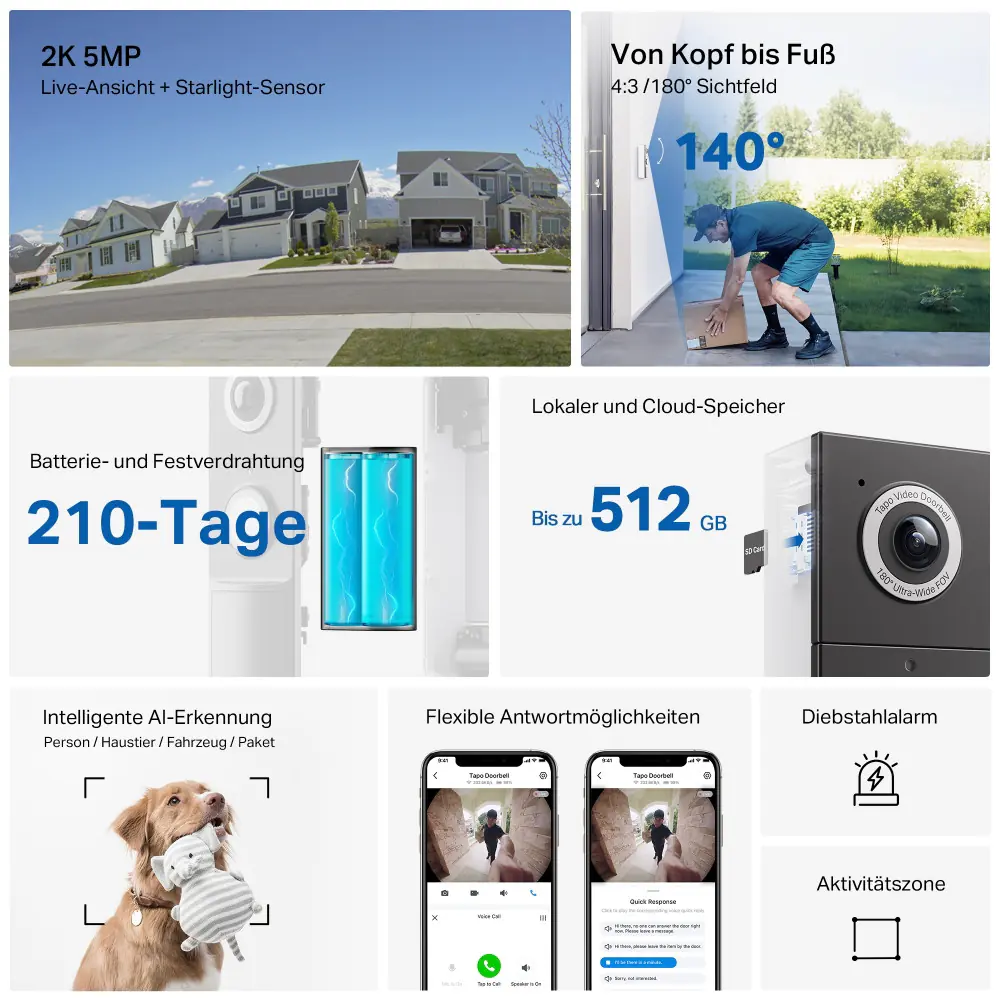 TP-Link Türklingelkamera Tapo D235 Smart Video schwarz TP-Link Türklingelkamera Tapo D235 Smart Video schwarz
