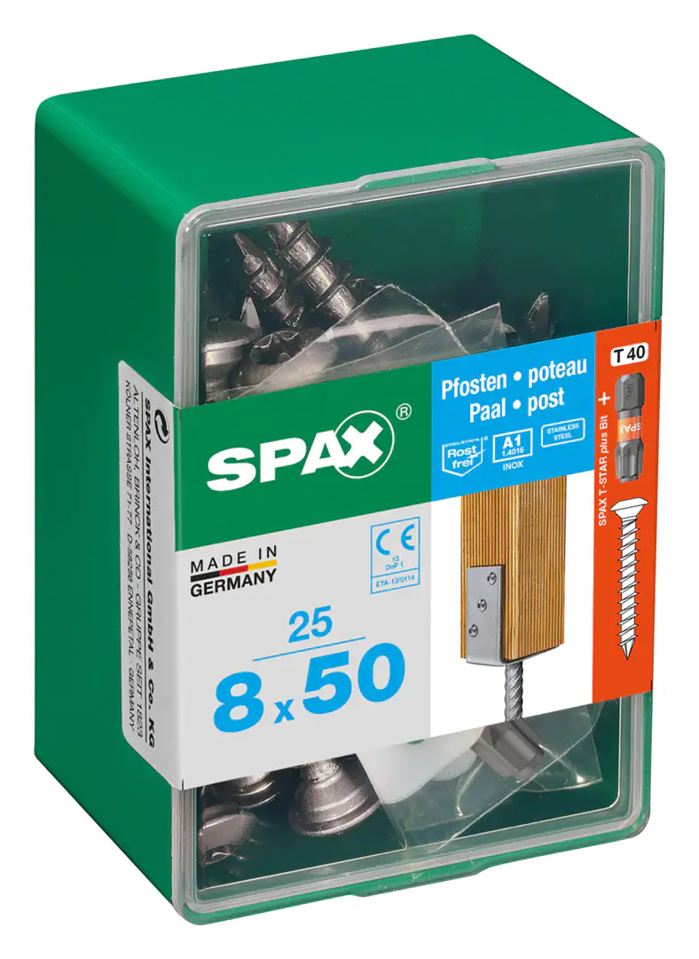 Spax Pfostenschrauben 8.0 x 50 mm TX 40 - 25 Stk.