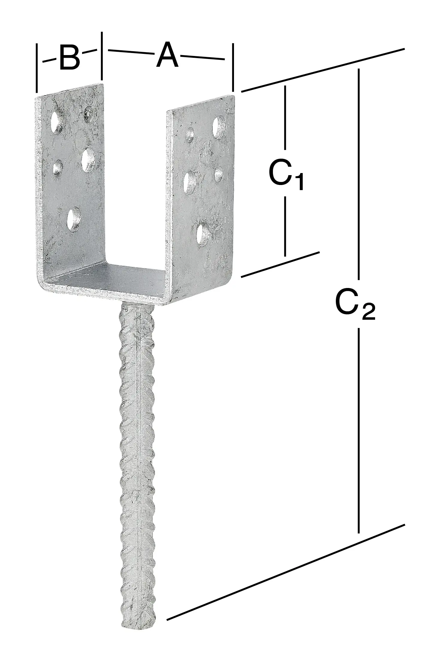 Vormann Leichte Stützenschuhe feuerverzinkt 71 x 50 x 80/230 mm