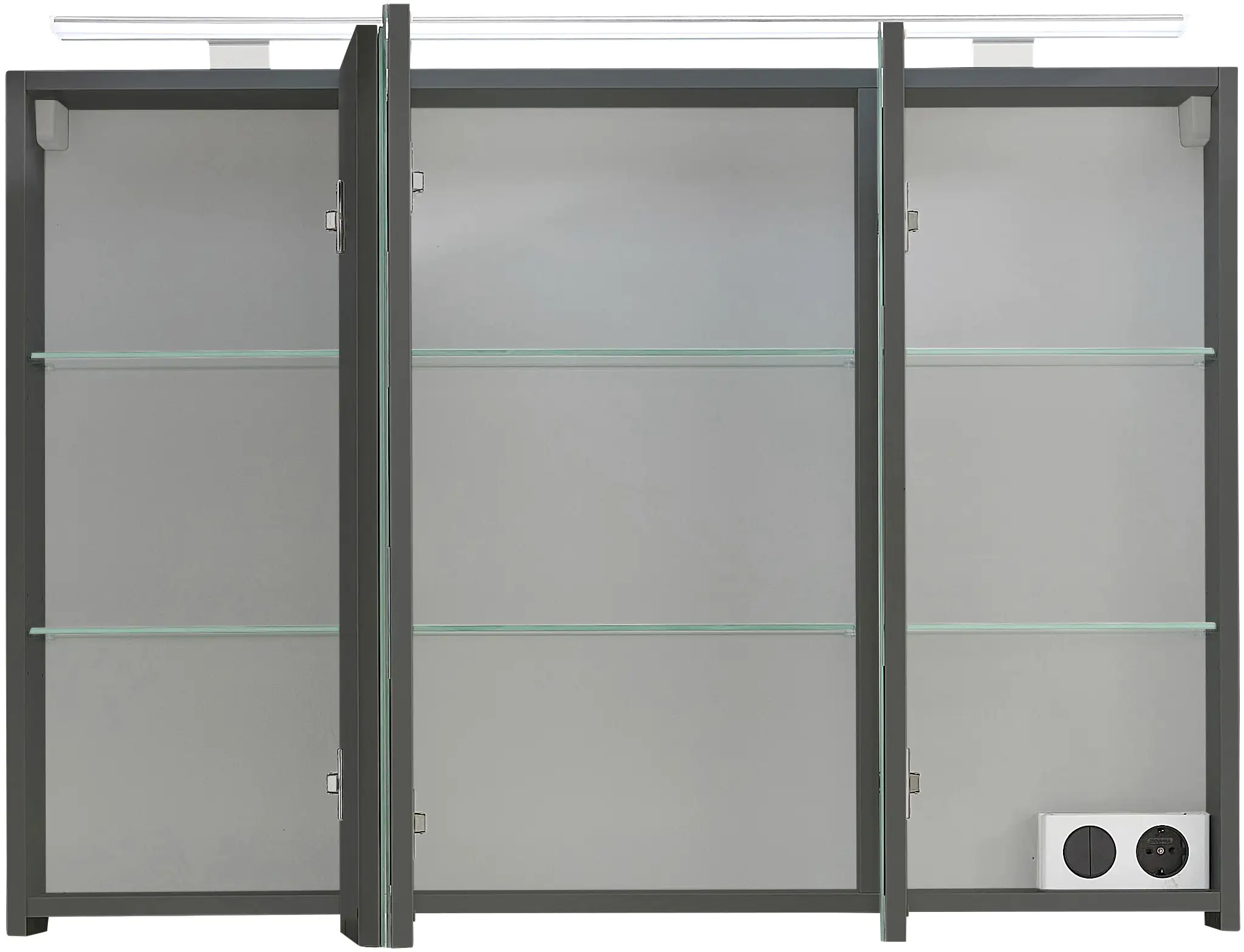 Primaster Spiegelschrank Düsseldorf mit Beleuchtung grau 100 x 70 cm